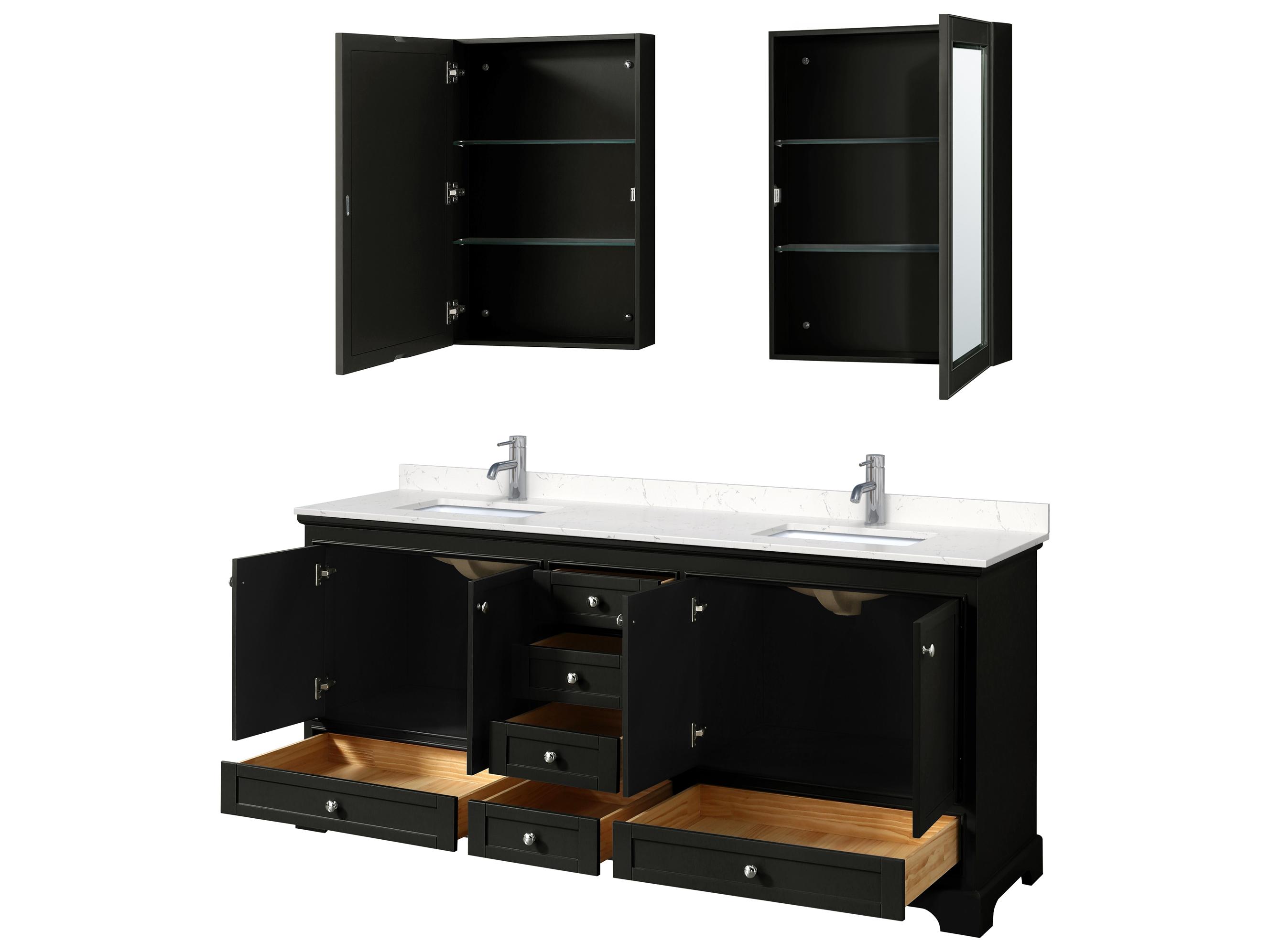 Wyndham Collection Deborah 80" Dark Espresso Vanity with Medicine Cabinet