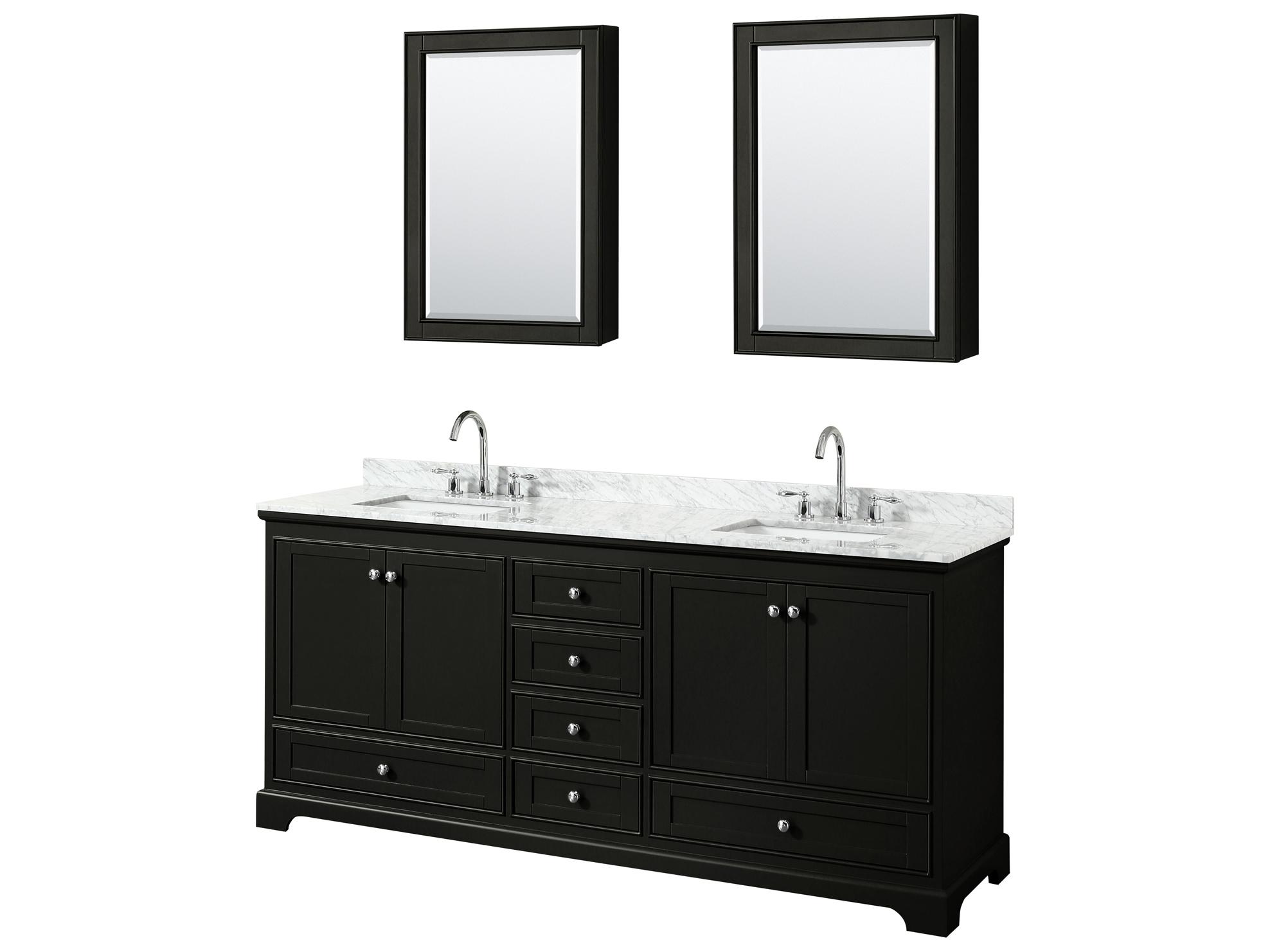 Wyndham Collection Deborah 80" Dark Espresso Vanity with Medicine Cabinet