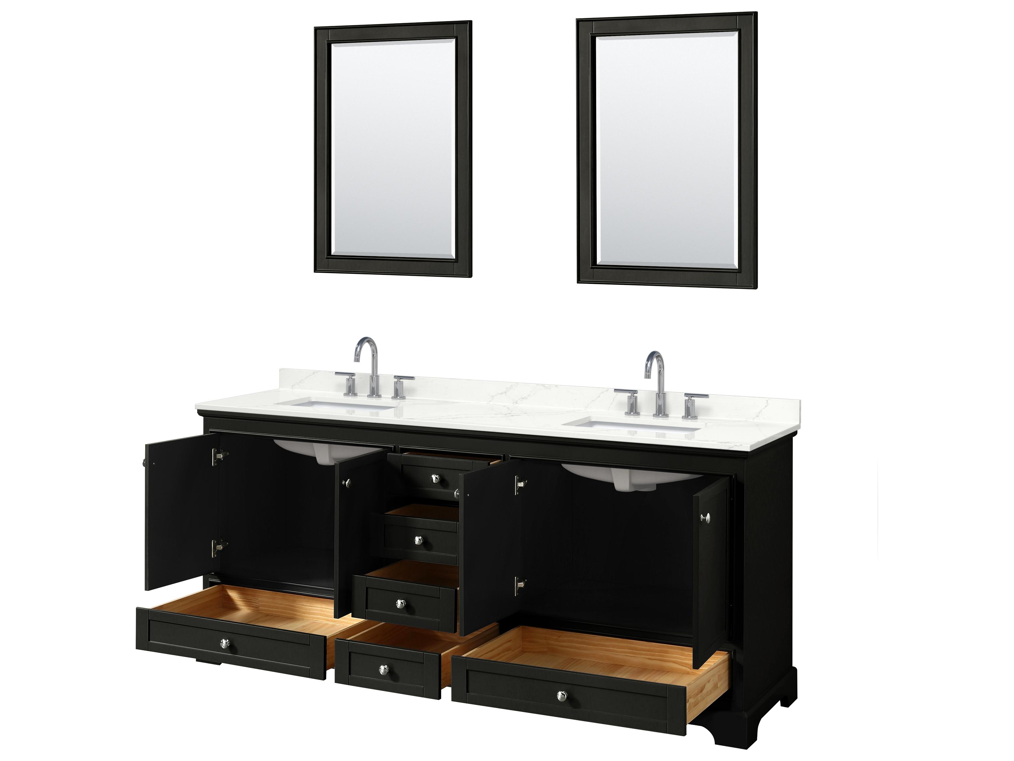 Wyndham Collection Deborah 80" Dark Espresso Vanity with 24" Mirror