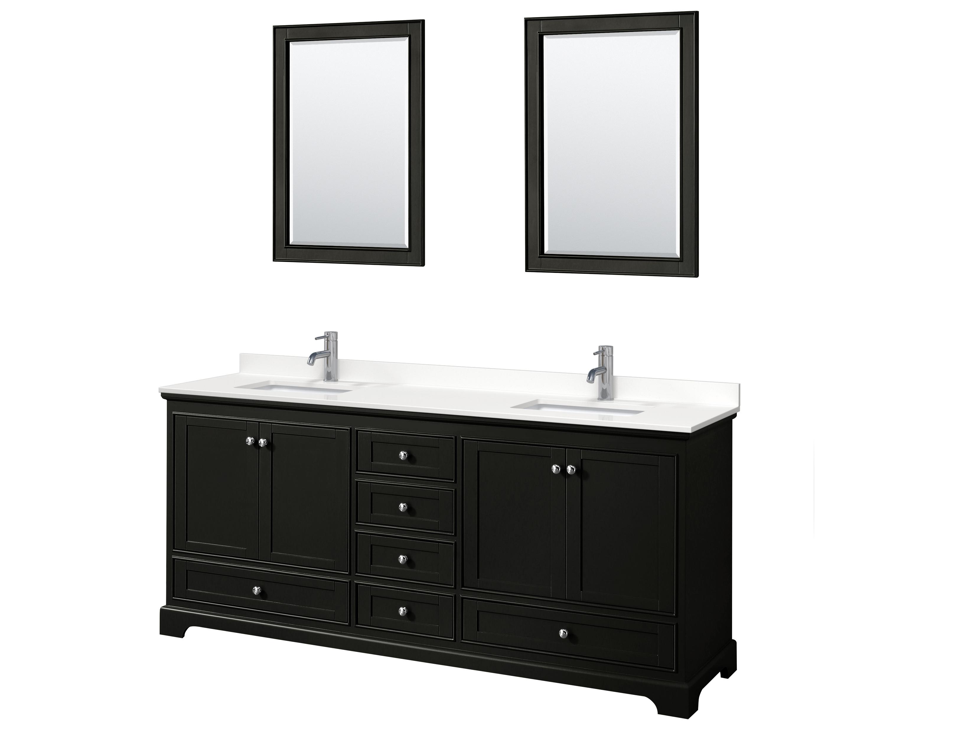 Wyndham Collection Deborah 80" Dark Espresso Vanity with 24" Mirror