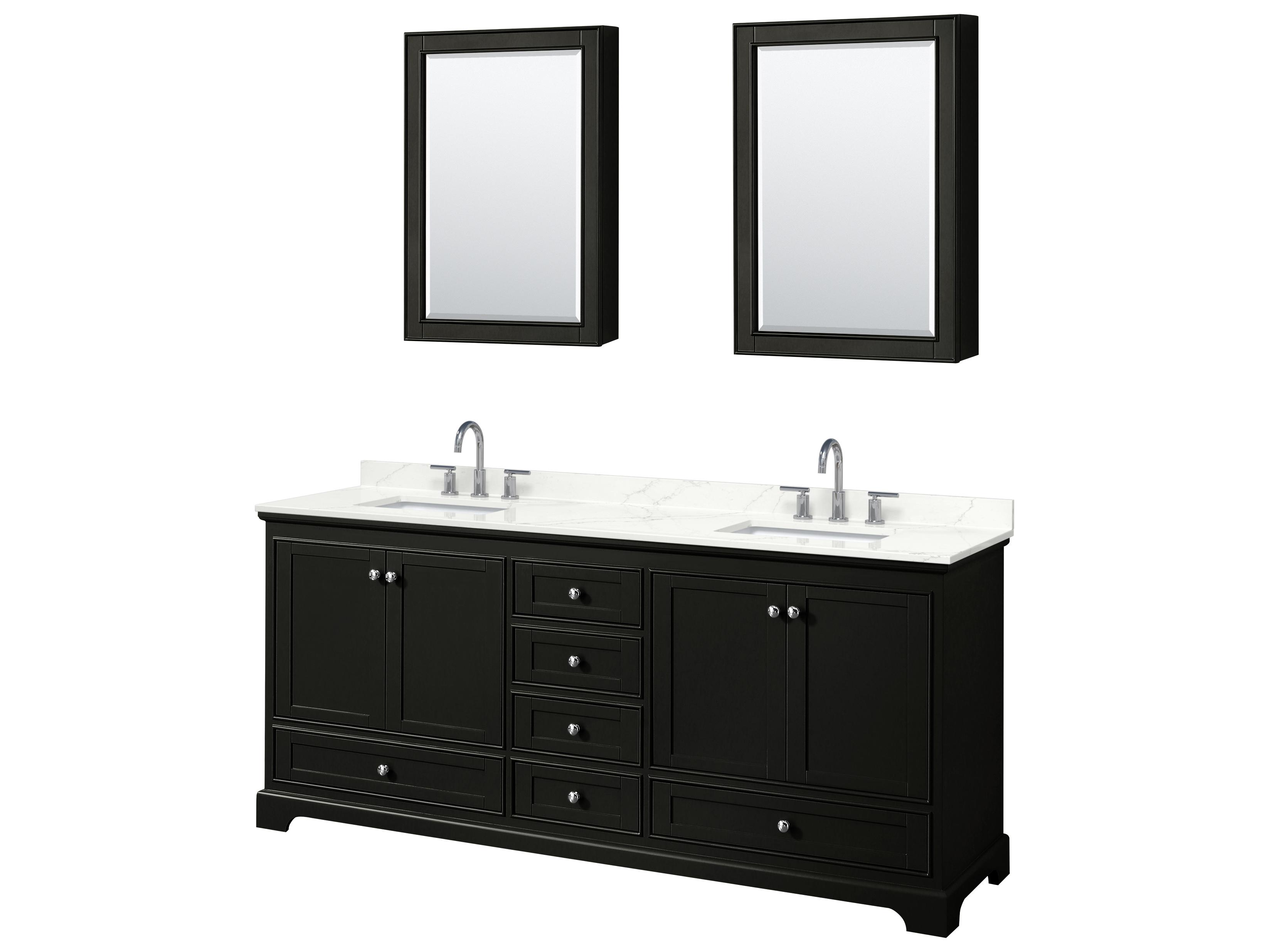 Wyndham Collection Deborah 80" Dark Espresso Vanity with Medicine Cabinet