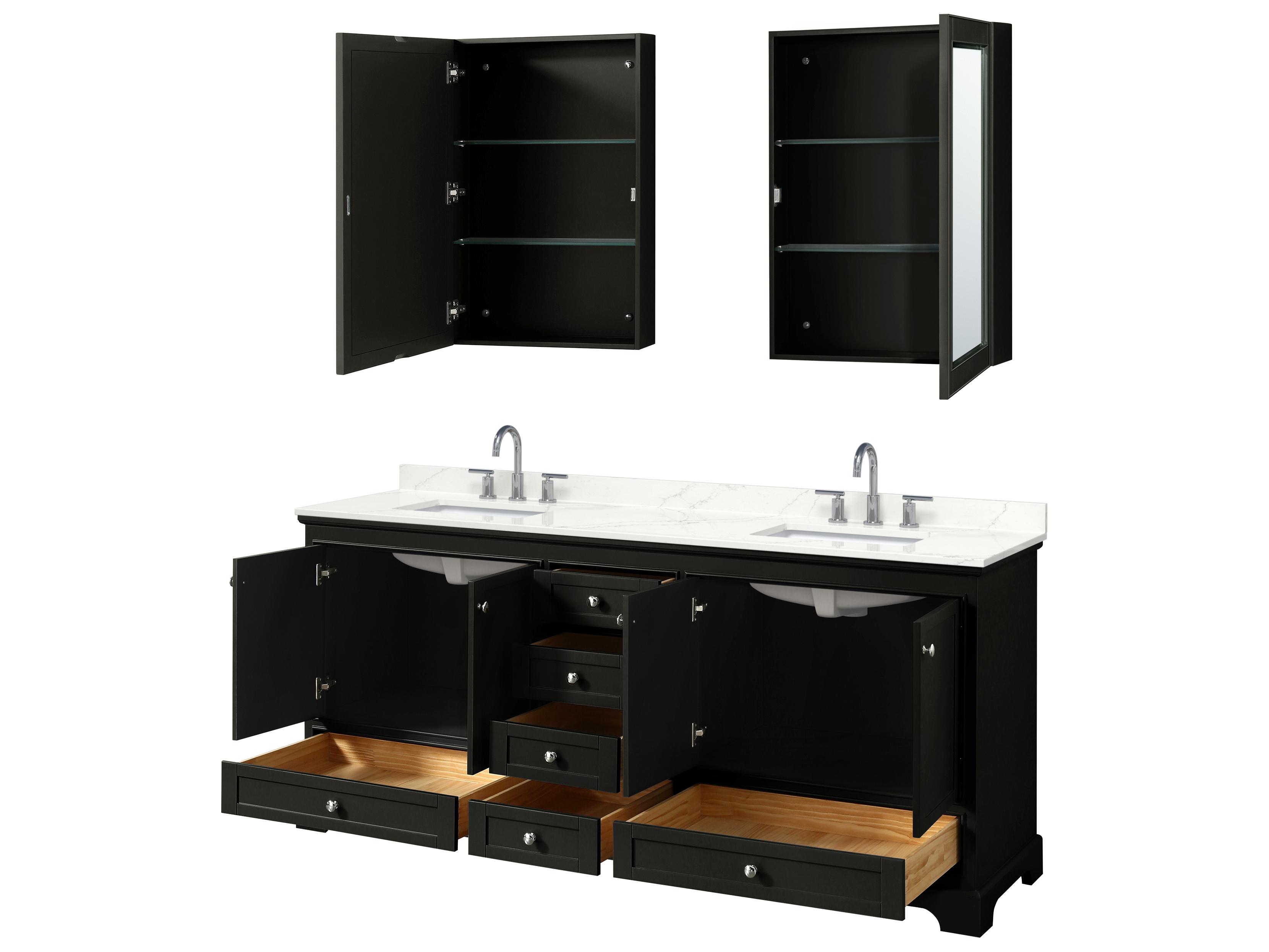 Wyndham Collection Deborah 80" Dark Espresso Vanity with Medicine Cabinet