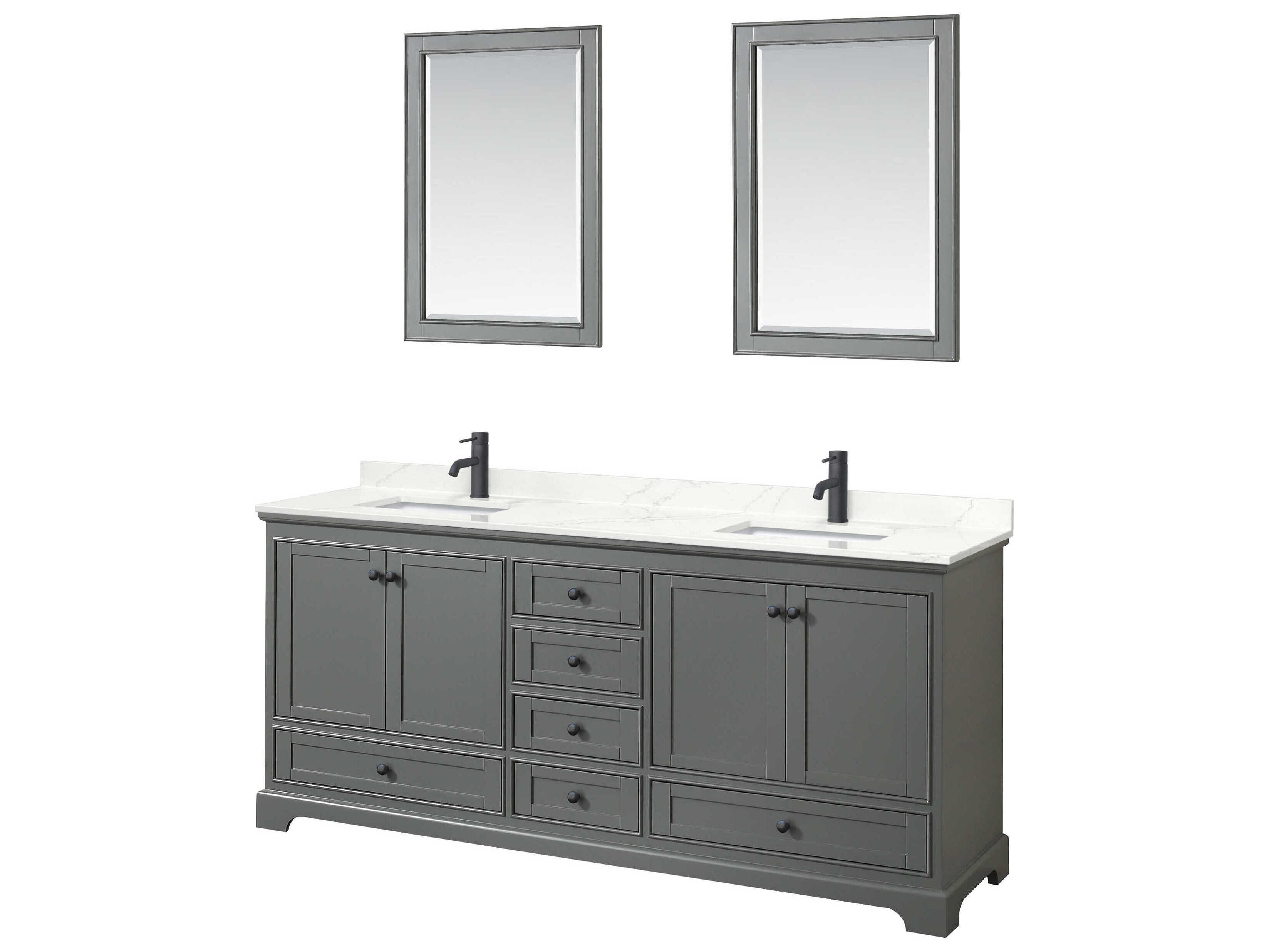 Wyndham Collection Deborah 80" Dark Gray Vanity with 24" Mirror