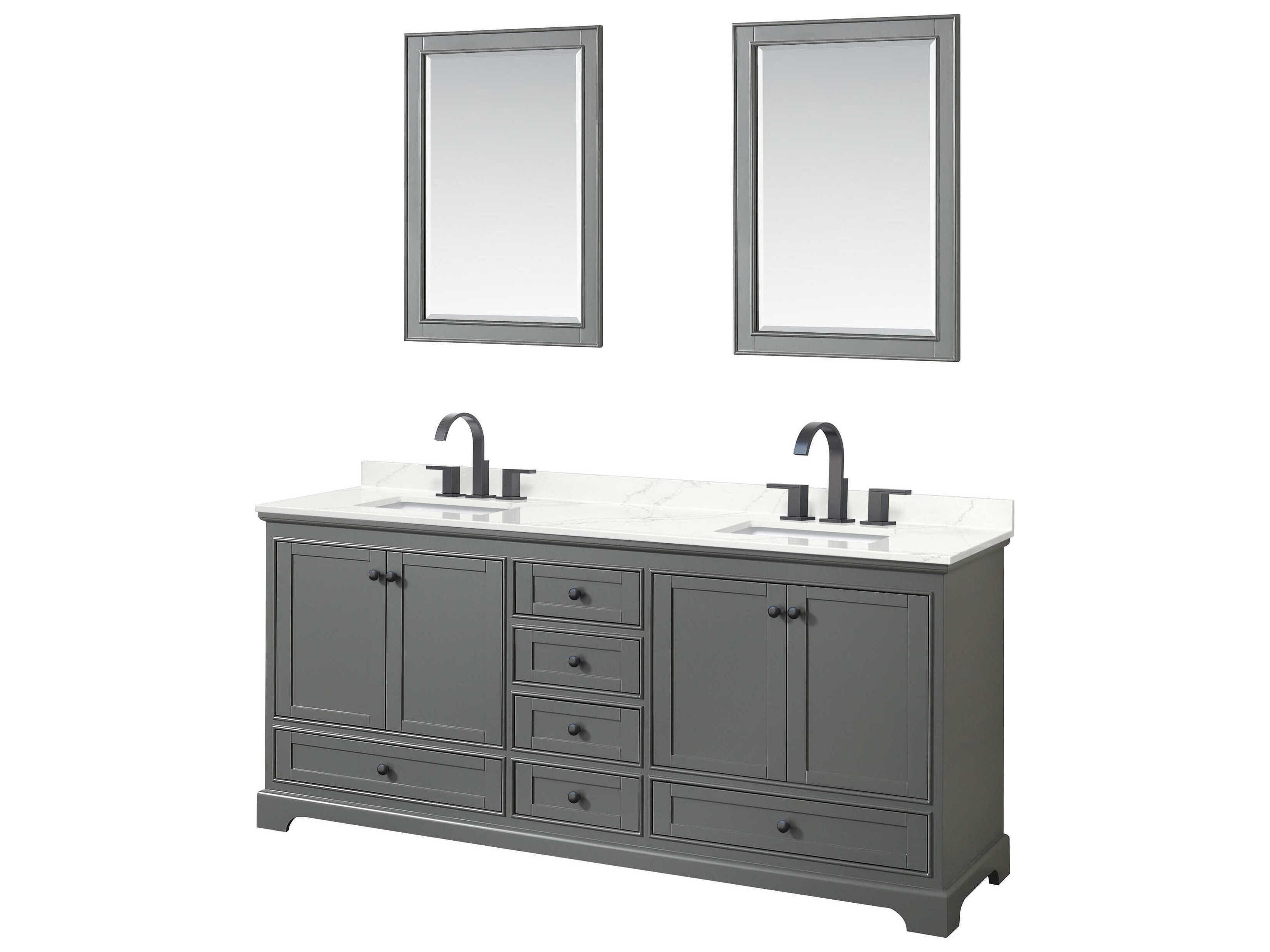 Wyndham Collection Deborah 80" Dark Gray Vanity with 24" Mirror