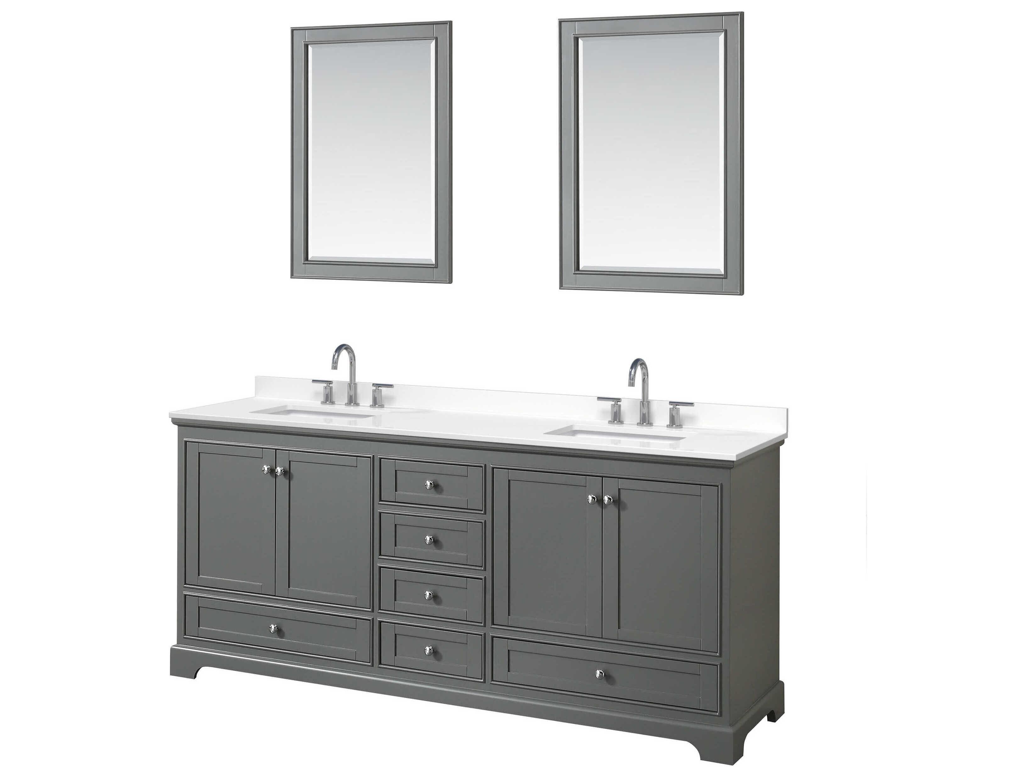 Wyndham Collection Deborah 80" Dark Gray Vanity with 24" Mirror