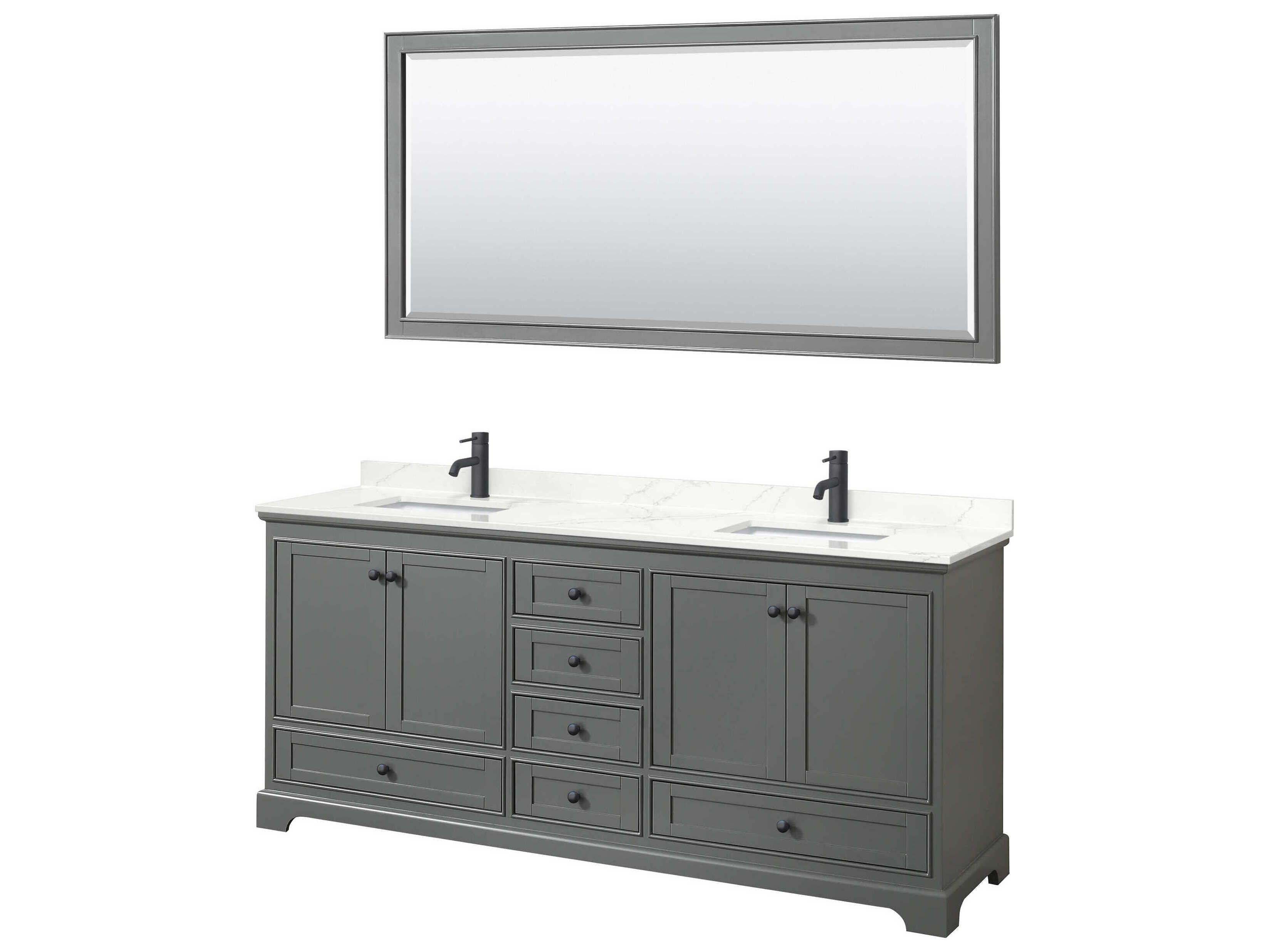 Wyndham Collection Deborah 80" Dark Gray Vanity with 70" Mirror