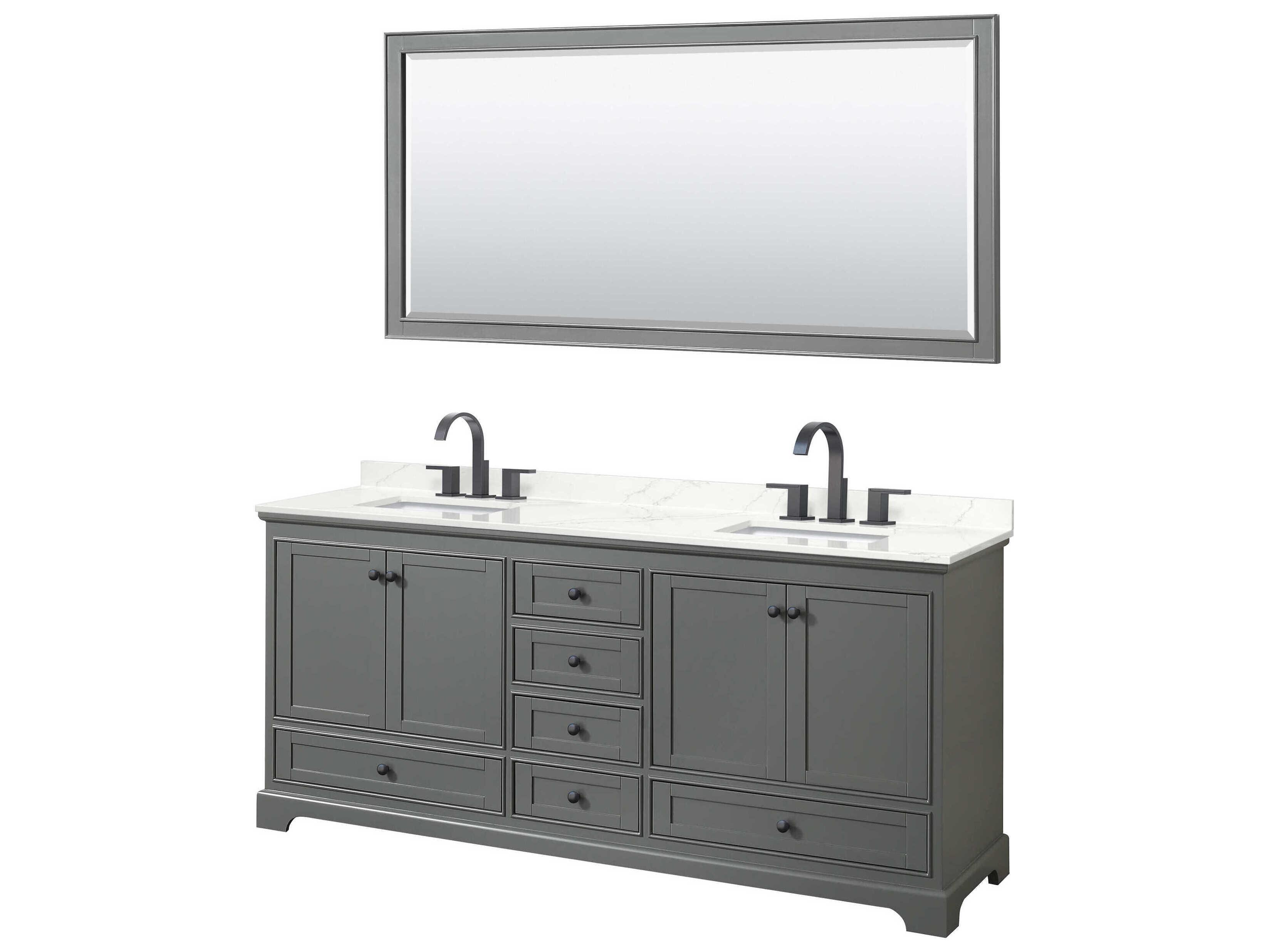 Wyndham Collection Deborah 80" Dark Gray Vanity with 70" Mirror