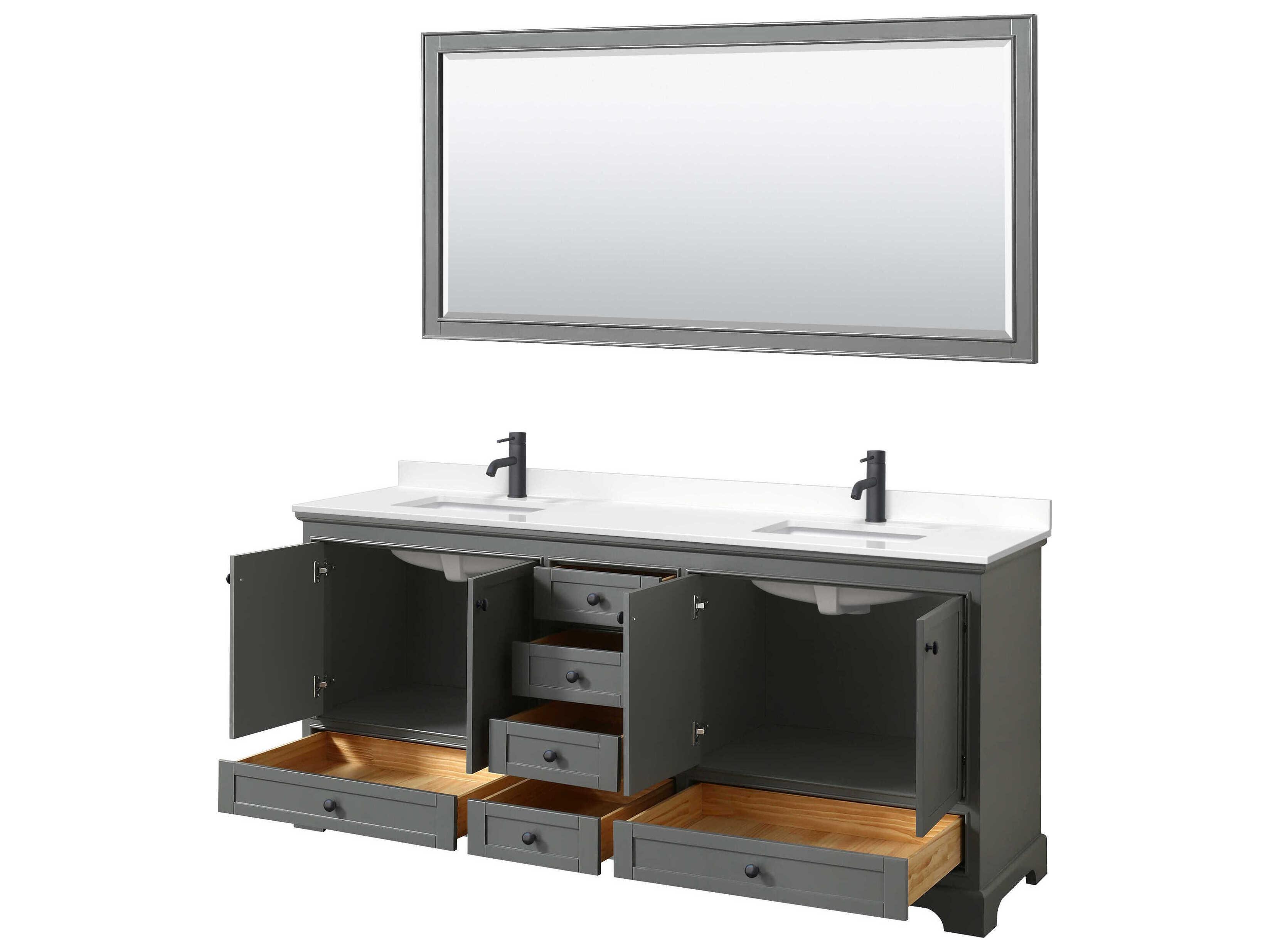 Wyndham Collection Deborah 80" Dark Gray Vanity with 70" Mirror