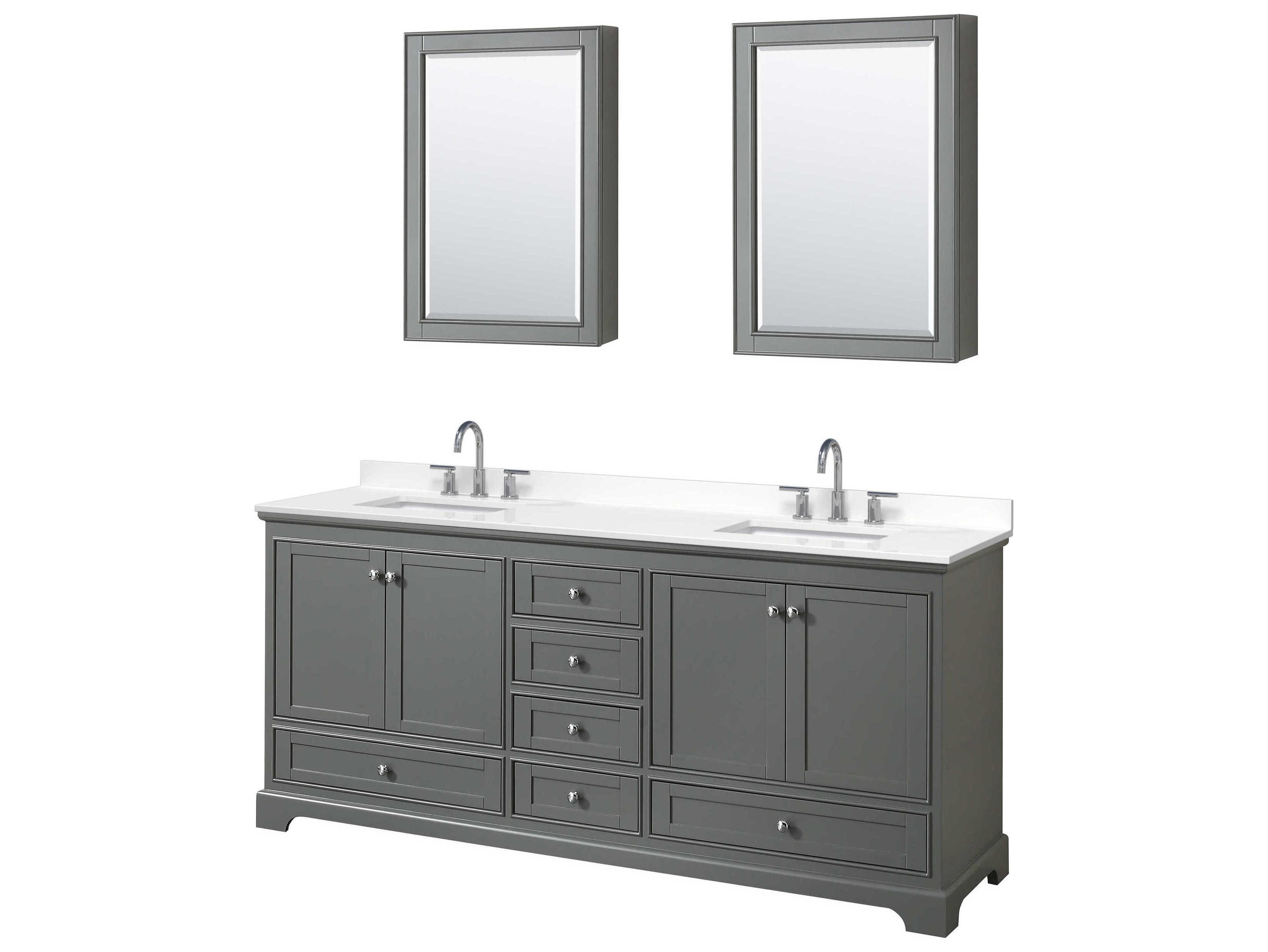 Wyndham Collection Deborah 80" Dark Gray Vanity with Medicine Cabinet