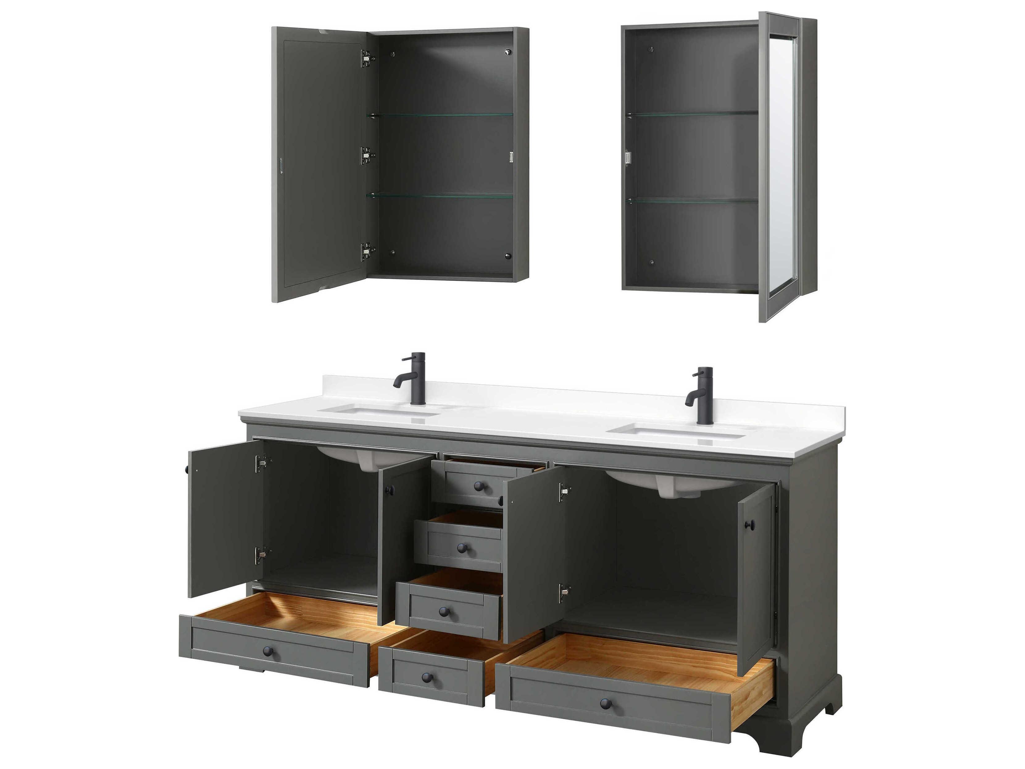 Wyndham Collection Deborah 80" Dark Gray Vanity with Medicine Cabinet