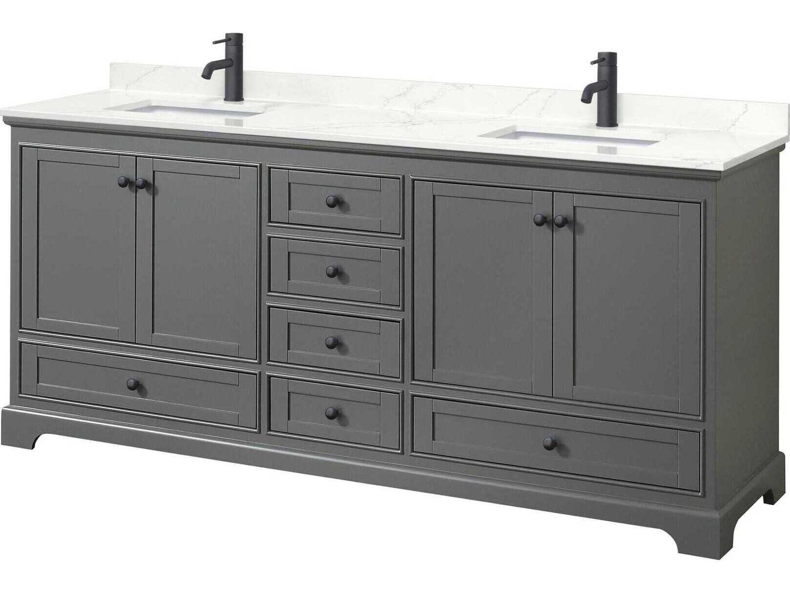 Wyndham Collection Deborah 80" Dark Gray Vanity