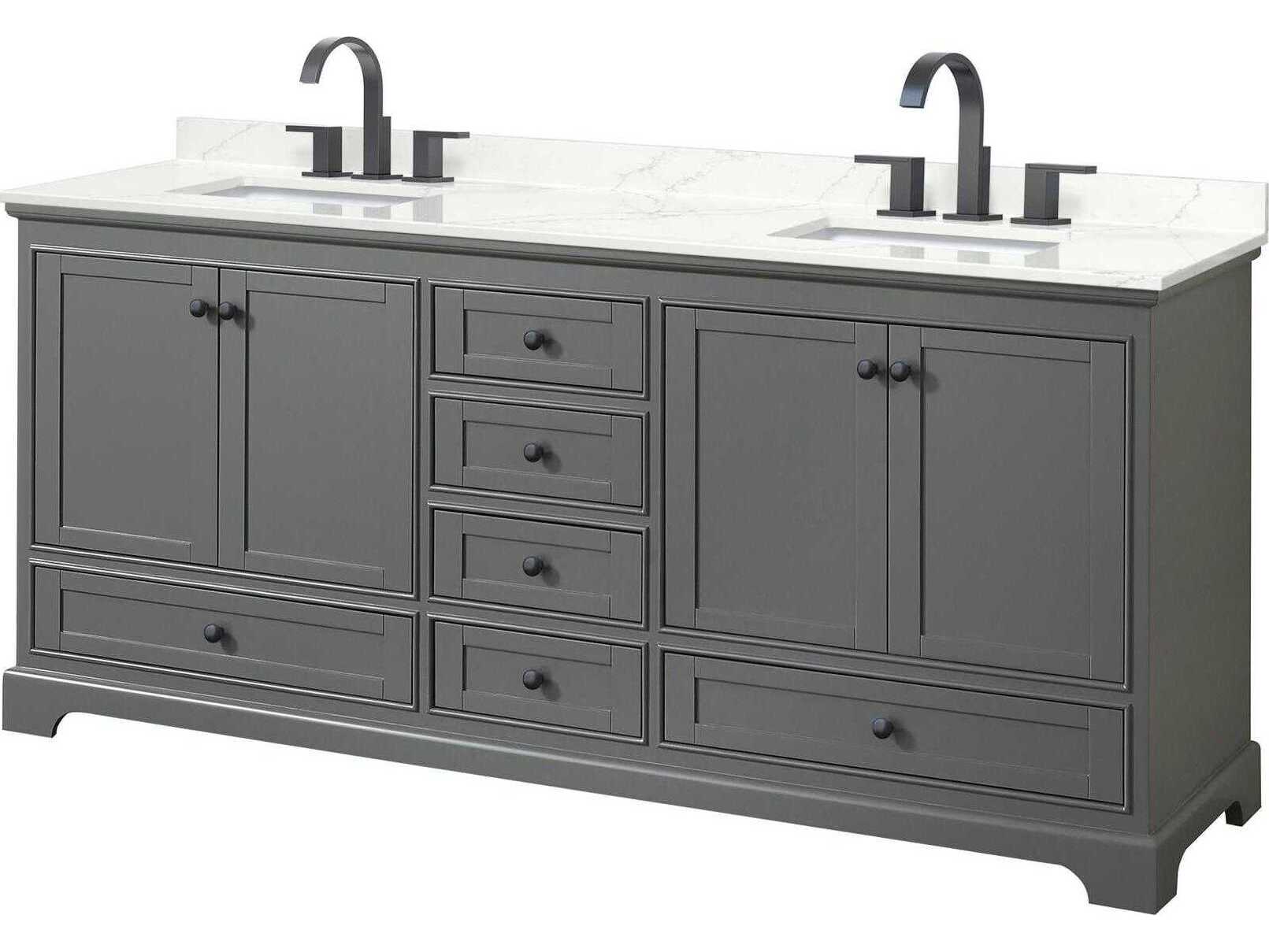 Wyndham Collection Deborah 80" Dark Gray Vanity