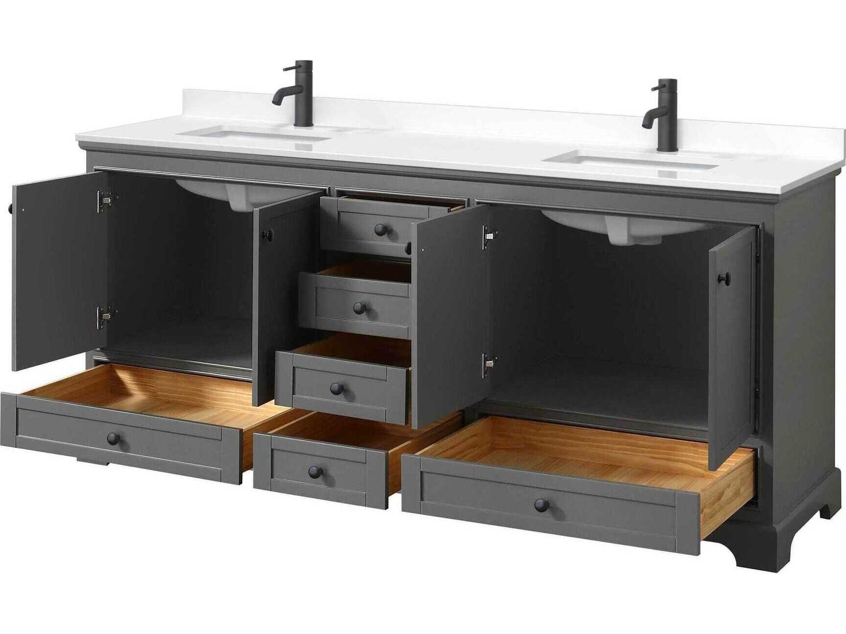 Wyndham Collection Deborah 80" Dark Gray Vanity
