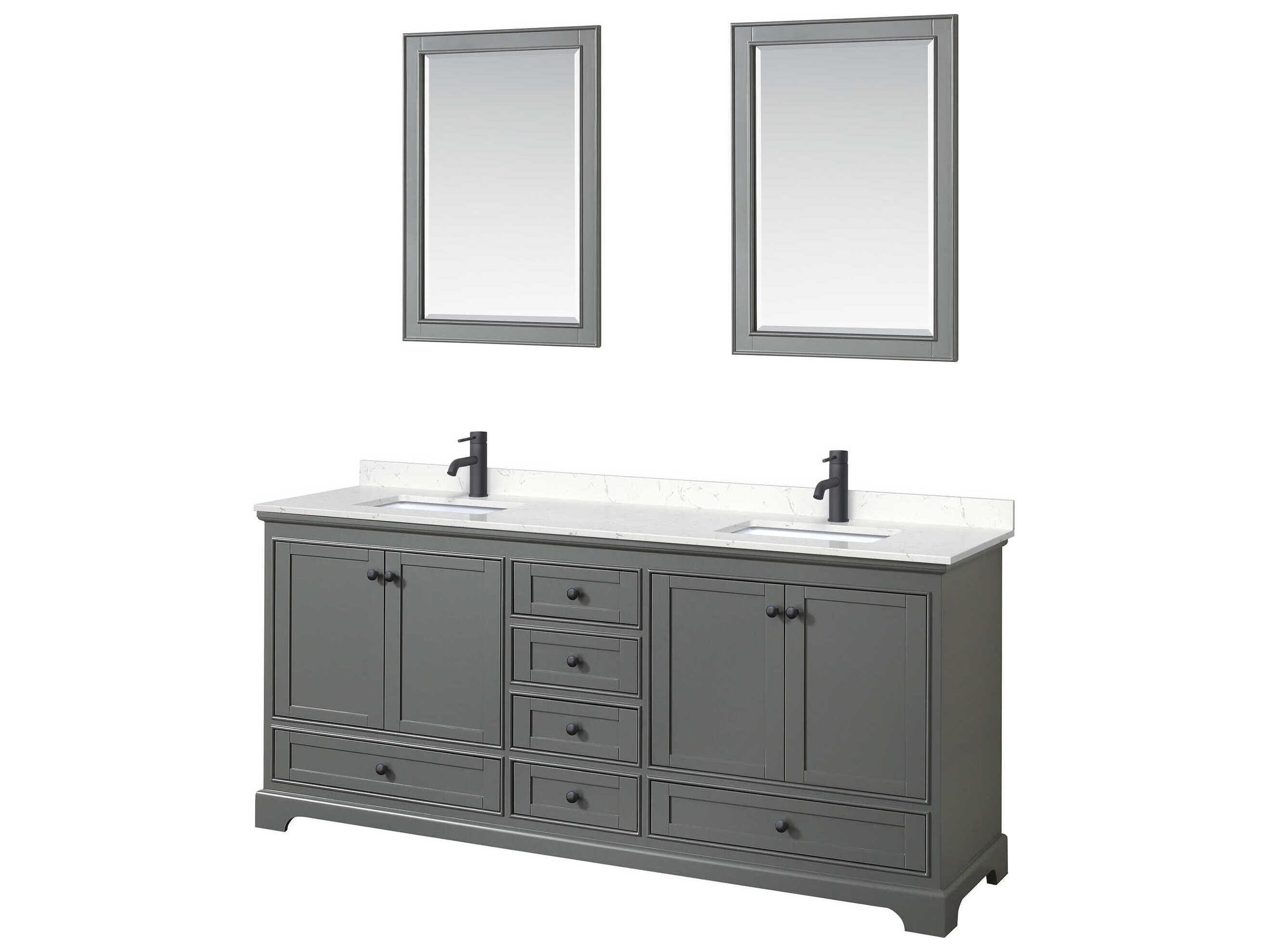 Wyndham Collection Deborah 80" Dark Gray Vanity with 24" Mirror