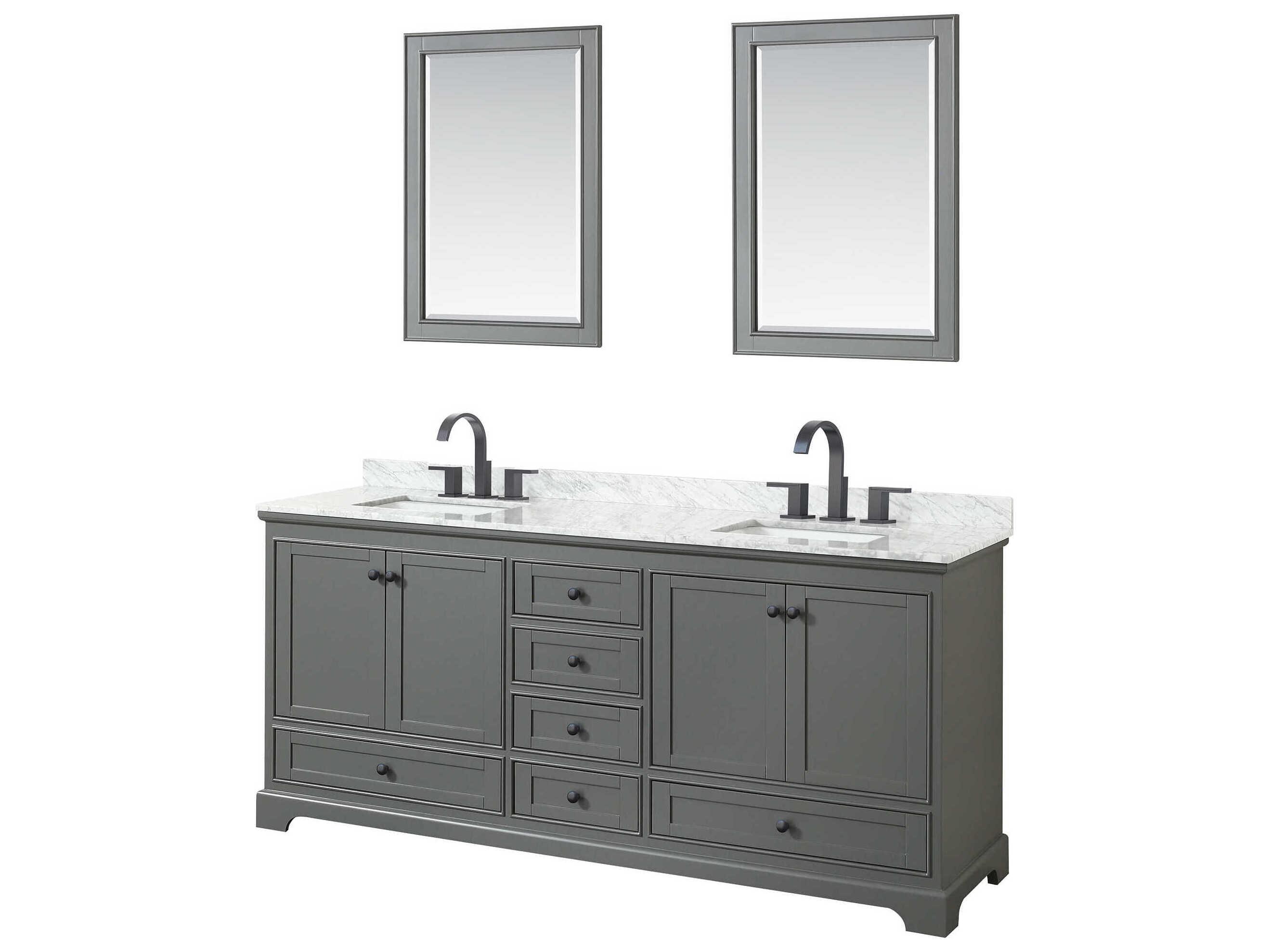 Wyndham Collection Deborah 80" Dark Gray Vanity with 24" Mirror