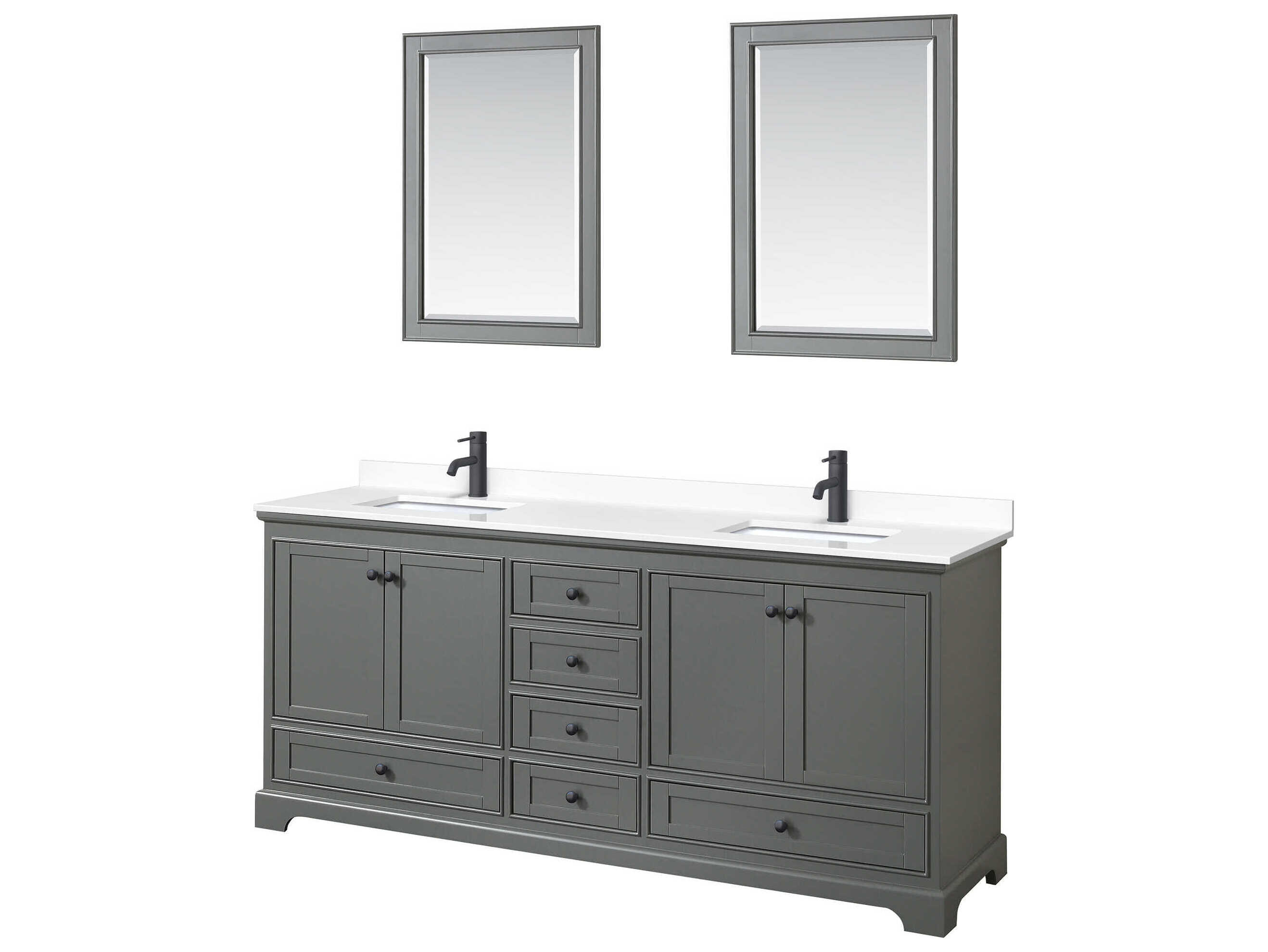 Wyndham Collection Deborah 80" Dark Gray Vanity with 24" Mirror