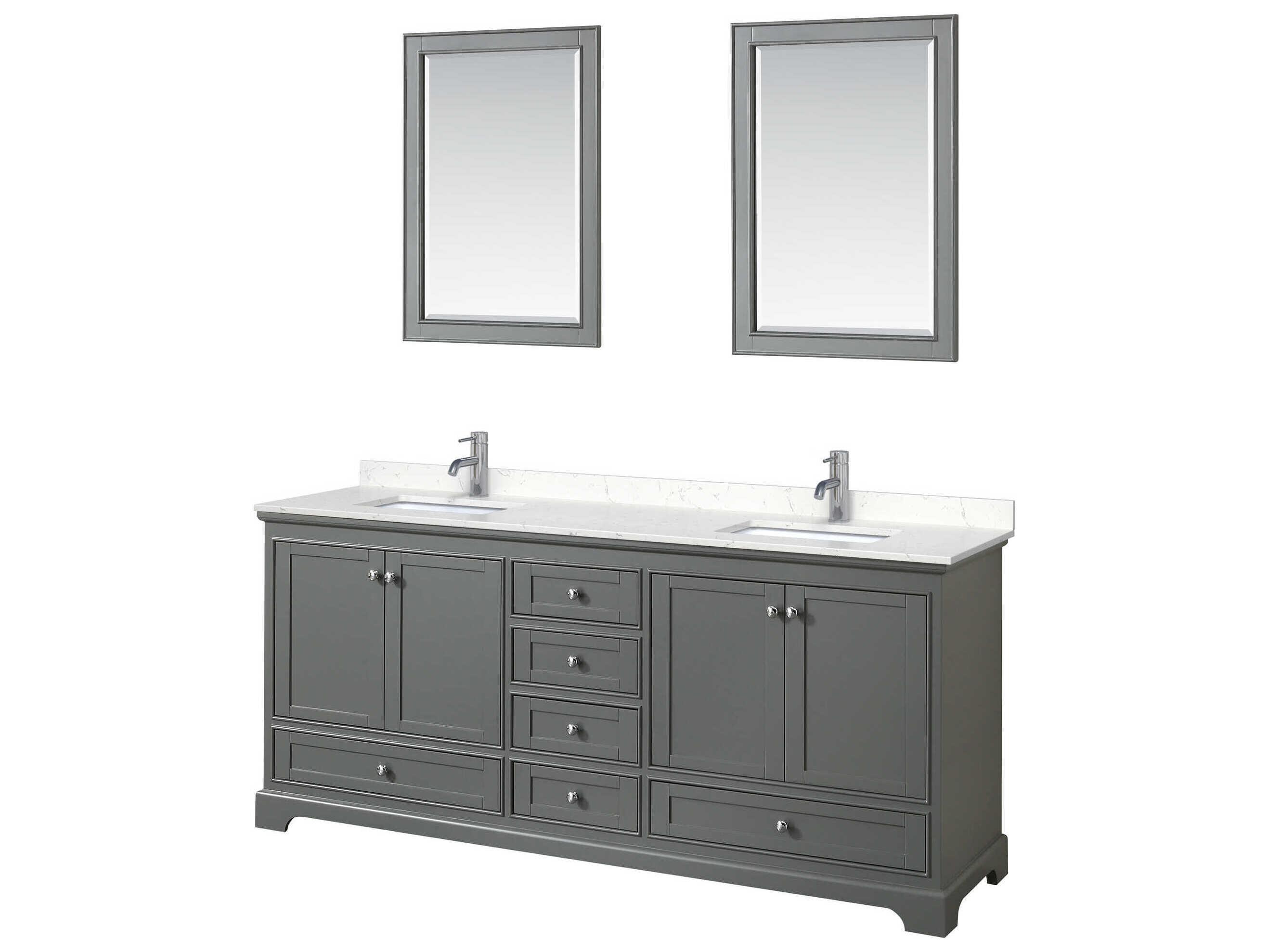 Wyndham Collection Deborah 80" Dark Gray Vanity with 24" Mirror