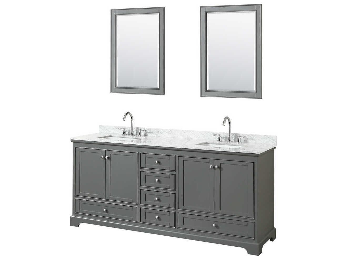 Wyndham Collection Deborah 80" Dark Gray Vanity with 24" Mirror