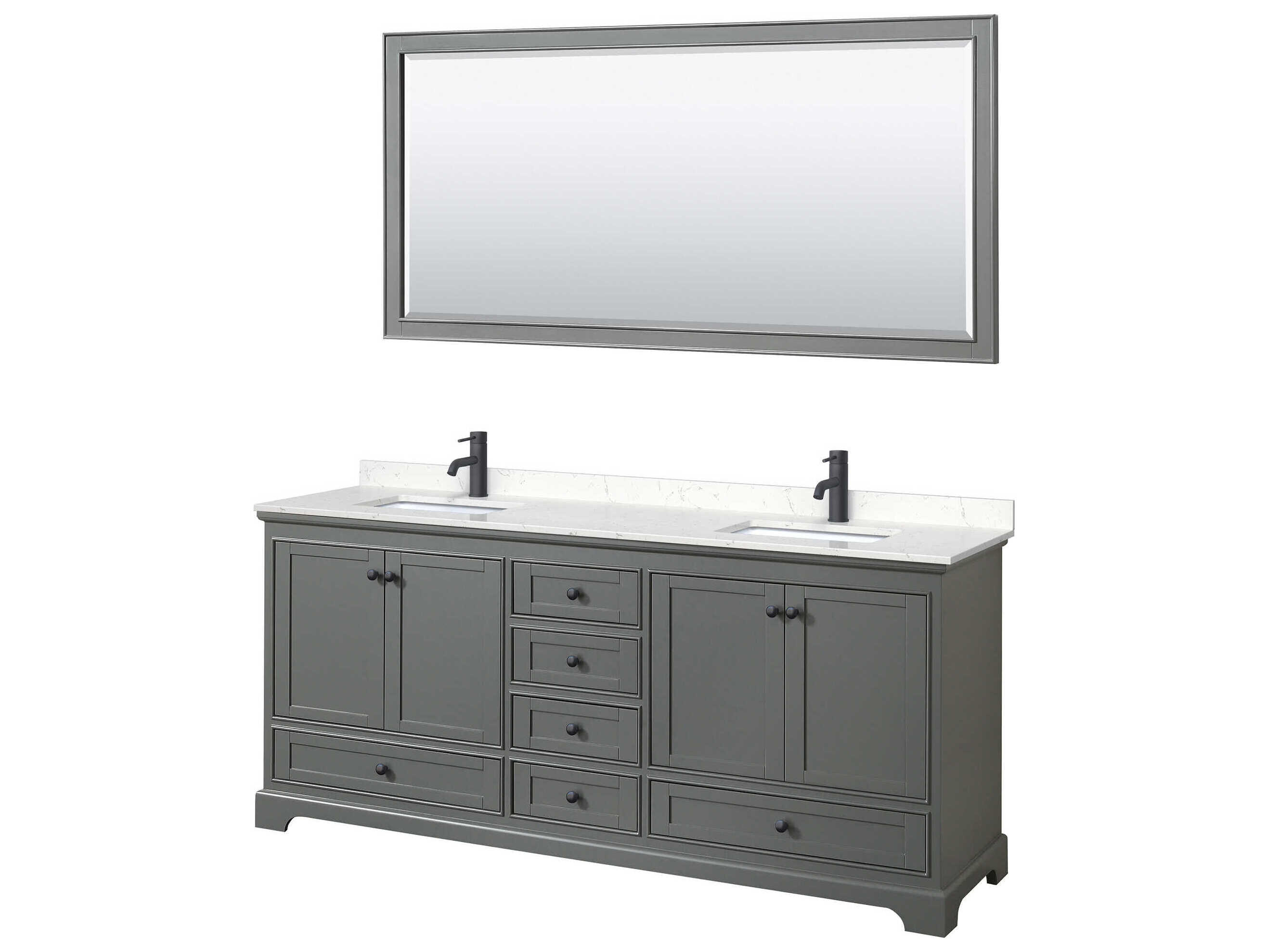 Wyndham Collection Deborah 80" Dark Gray Vanity with 70" Mirror