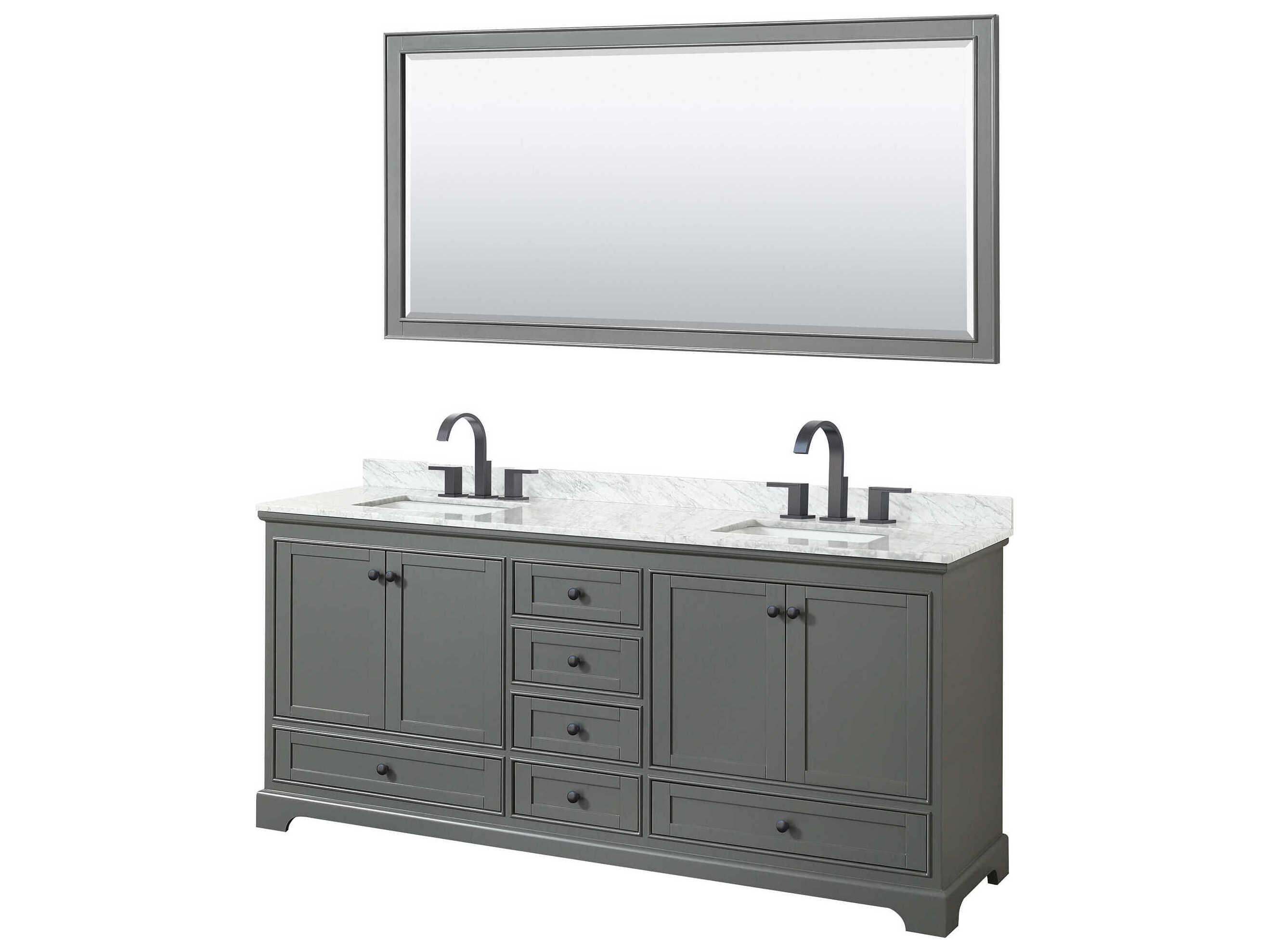 Wyndham Collection Deborah 80" Dark Gray Vanity with 70" Mirror