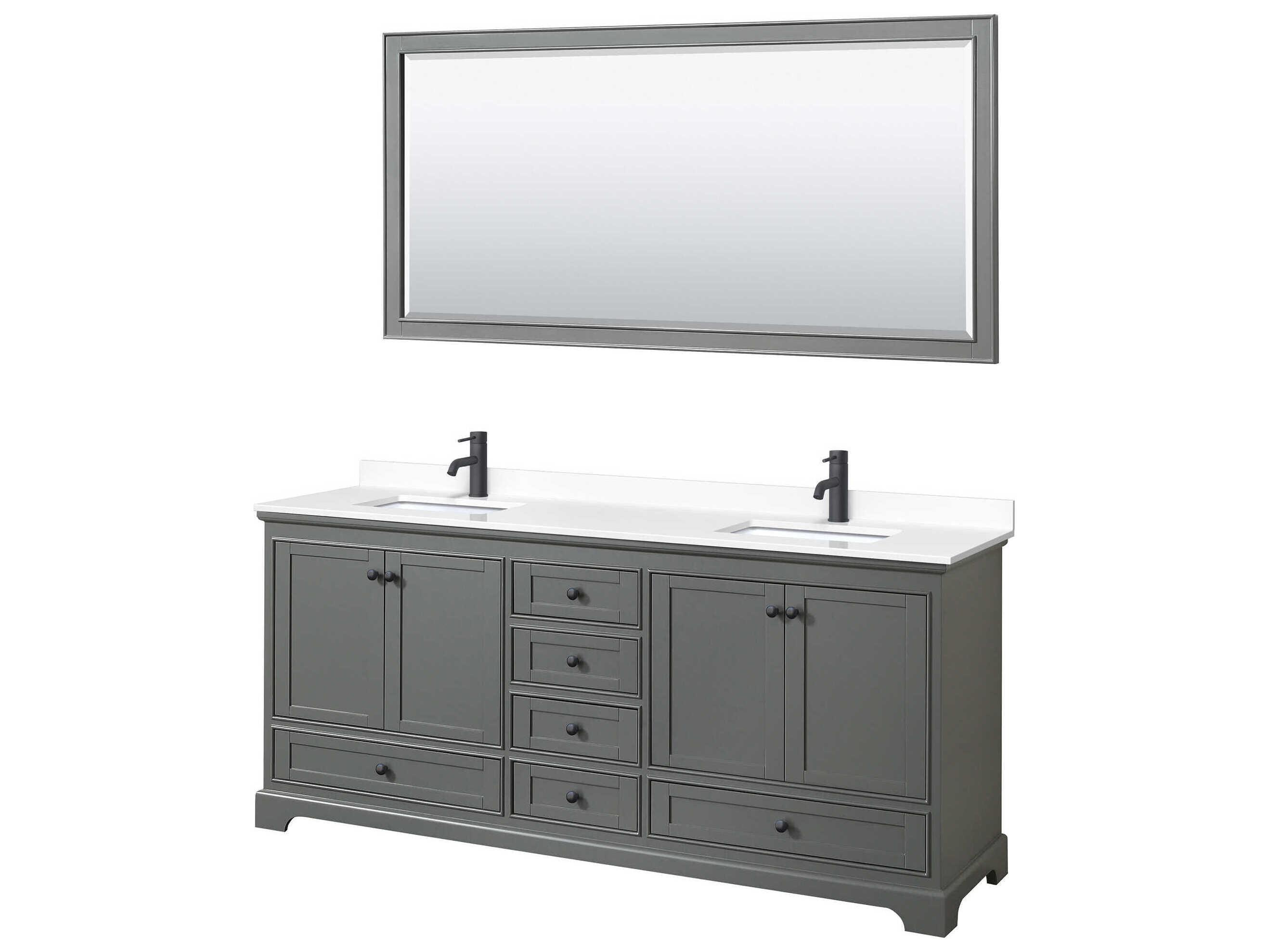 Wyndham Collection Deborah 80" Dark Gray Vanity with 70" Mirror