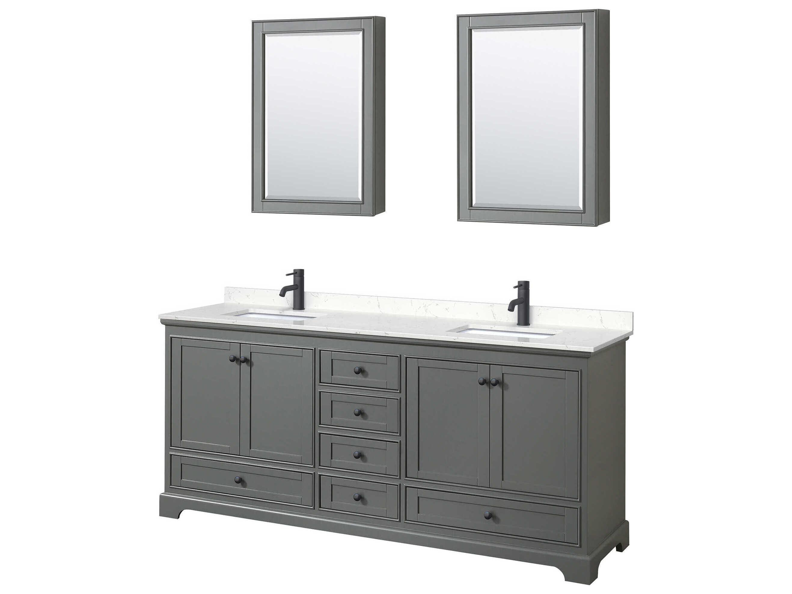Wyndham Collection Deborah 80" Dark Gray Vanity with Medicine Cabinet