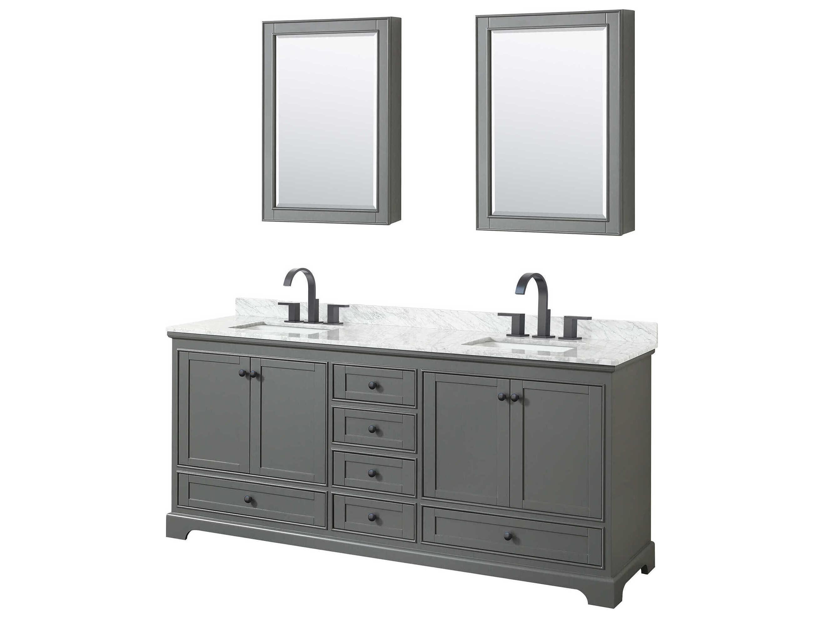 Wyndham Collection Deborah 80" Dark Gray Vanity with Medicine Cabinet
