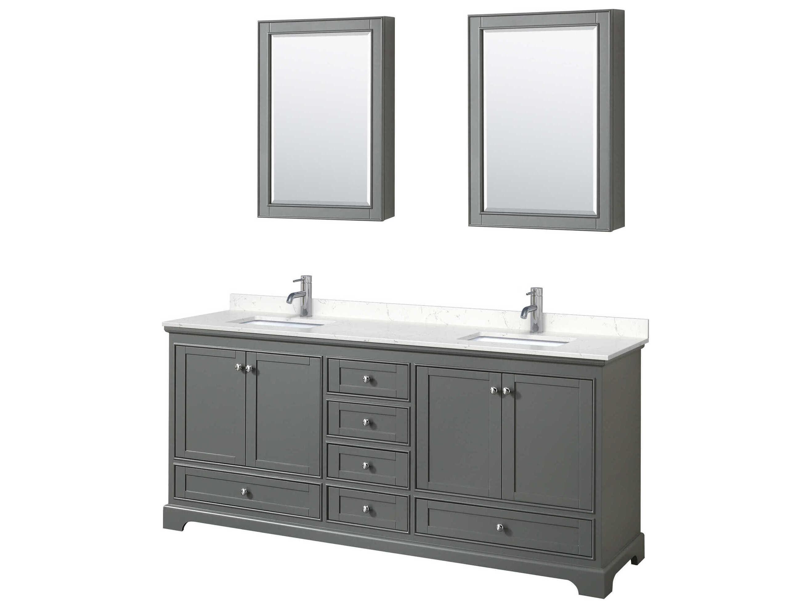 Wyndham Collection Deborah 80" Dark Gray Vanity with Medicine Cabinet
