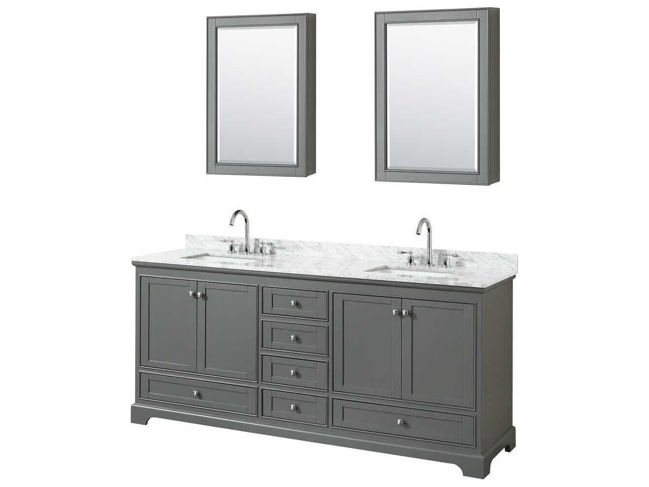 Wyndham Collection Deborah 80" Dark Gray Vanity with Medicine Cabinet