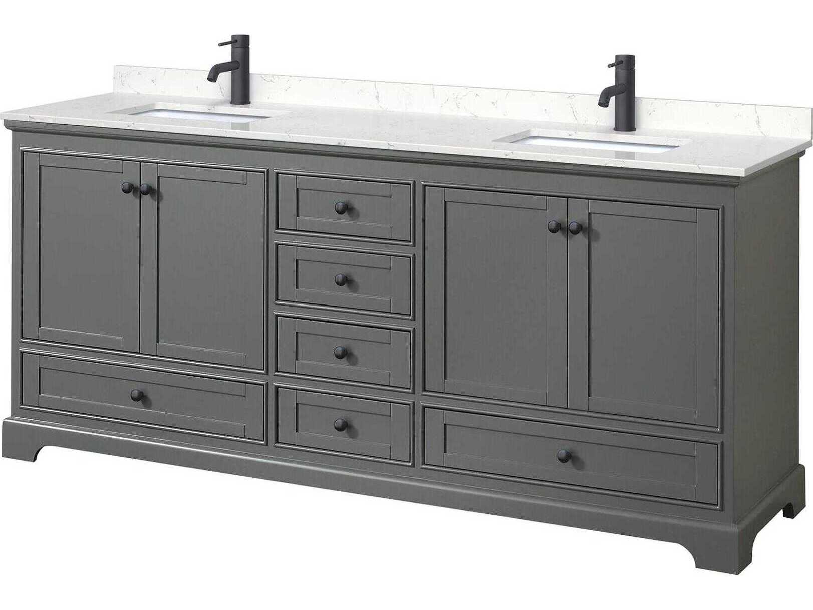 Wyndham Collection Deborah 80" Dark Gray Vanity