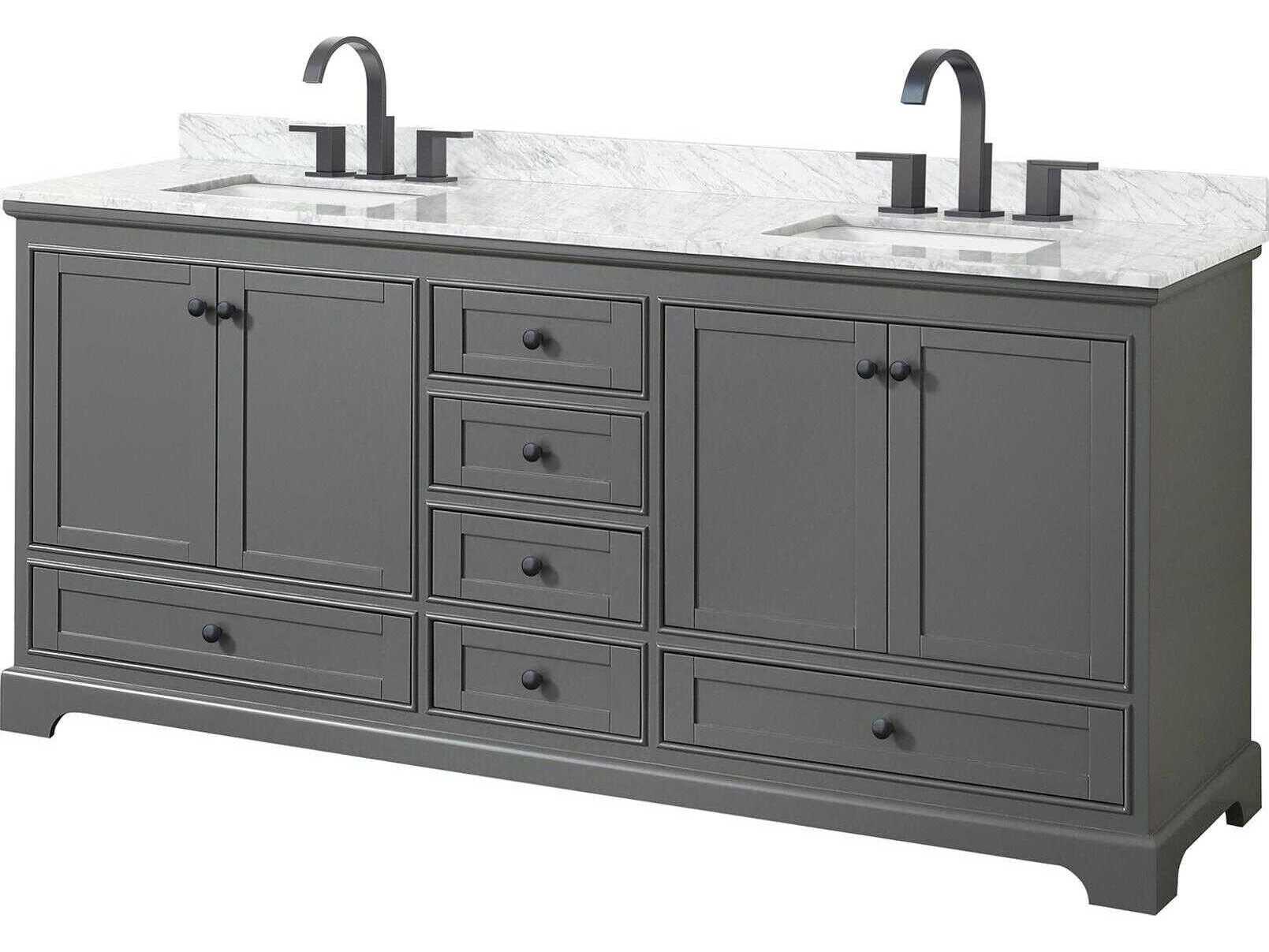 Wyndham Collection Deborah 80" Dark Gray Vanity