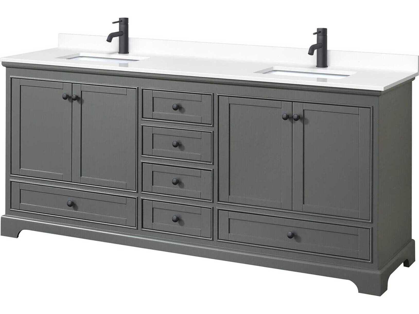Wyndham Collection Deborah 80" Dark Gray Vanity