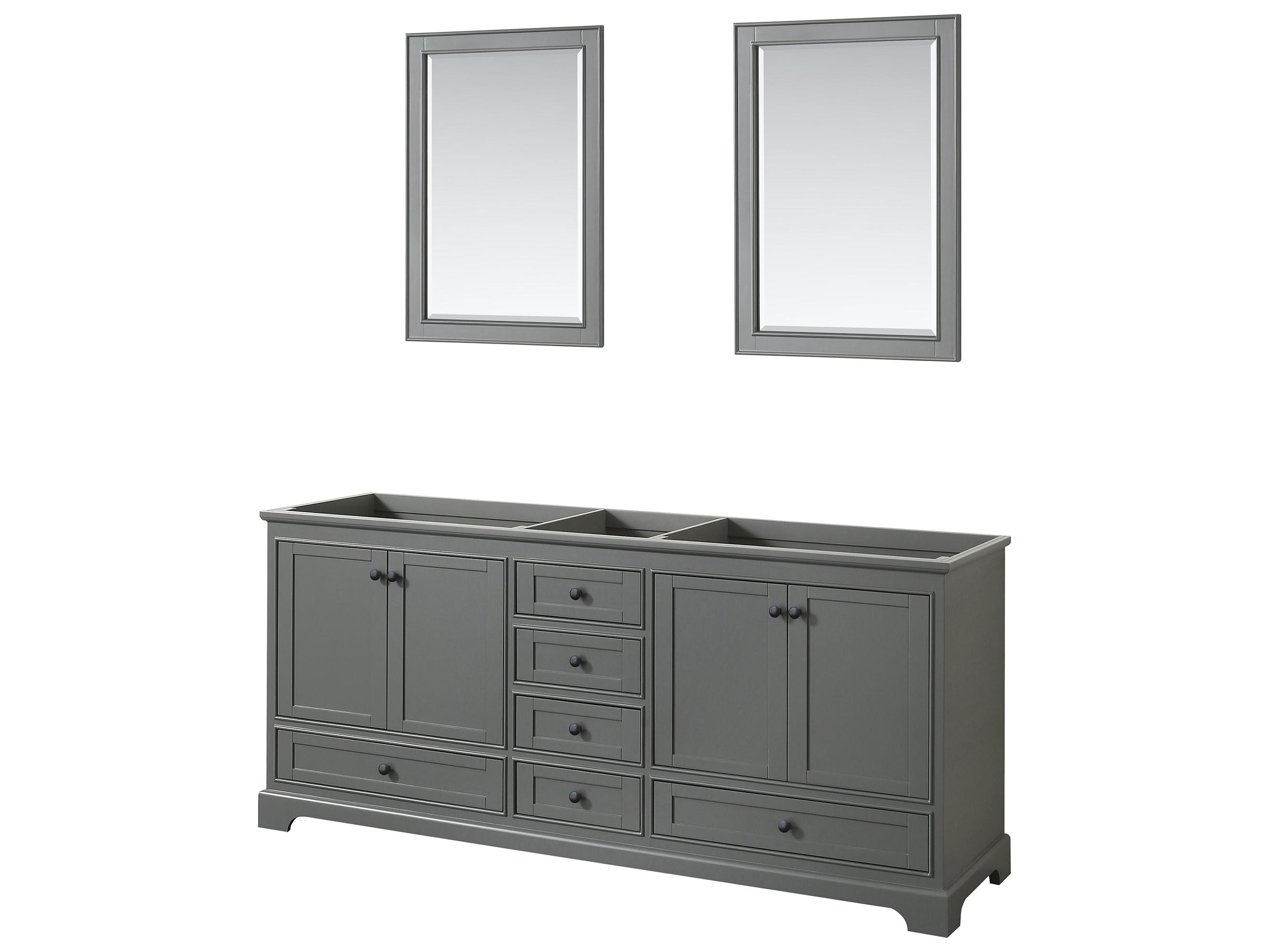 Wyndham Collection Deborah 79" Dark Gray Vanity with 24" Mirror