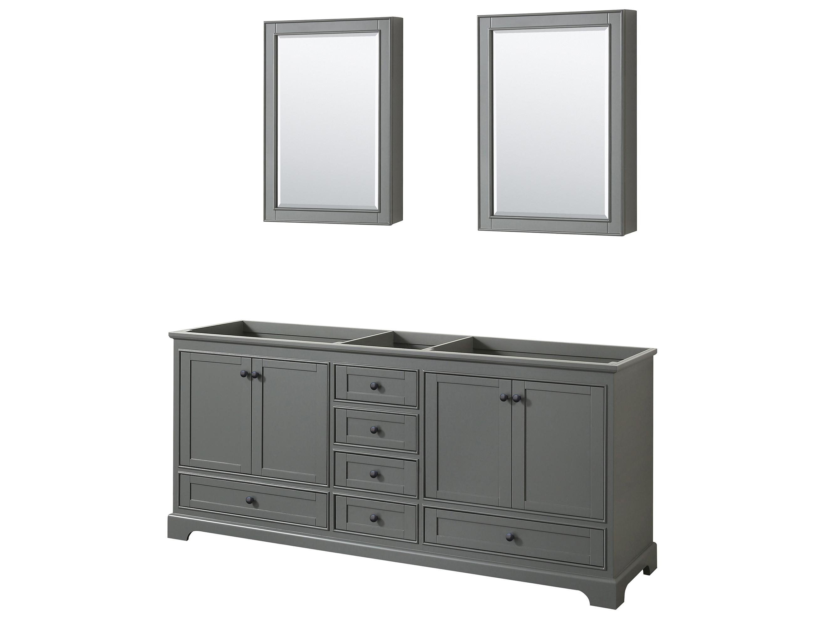 Wyndham Collection Deborah 79" Dark Gray Vanity with Medicine Cabinet
