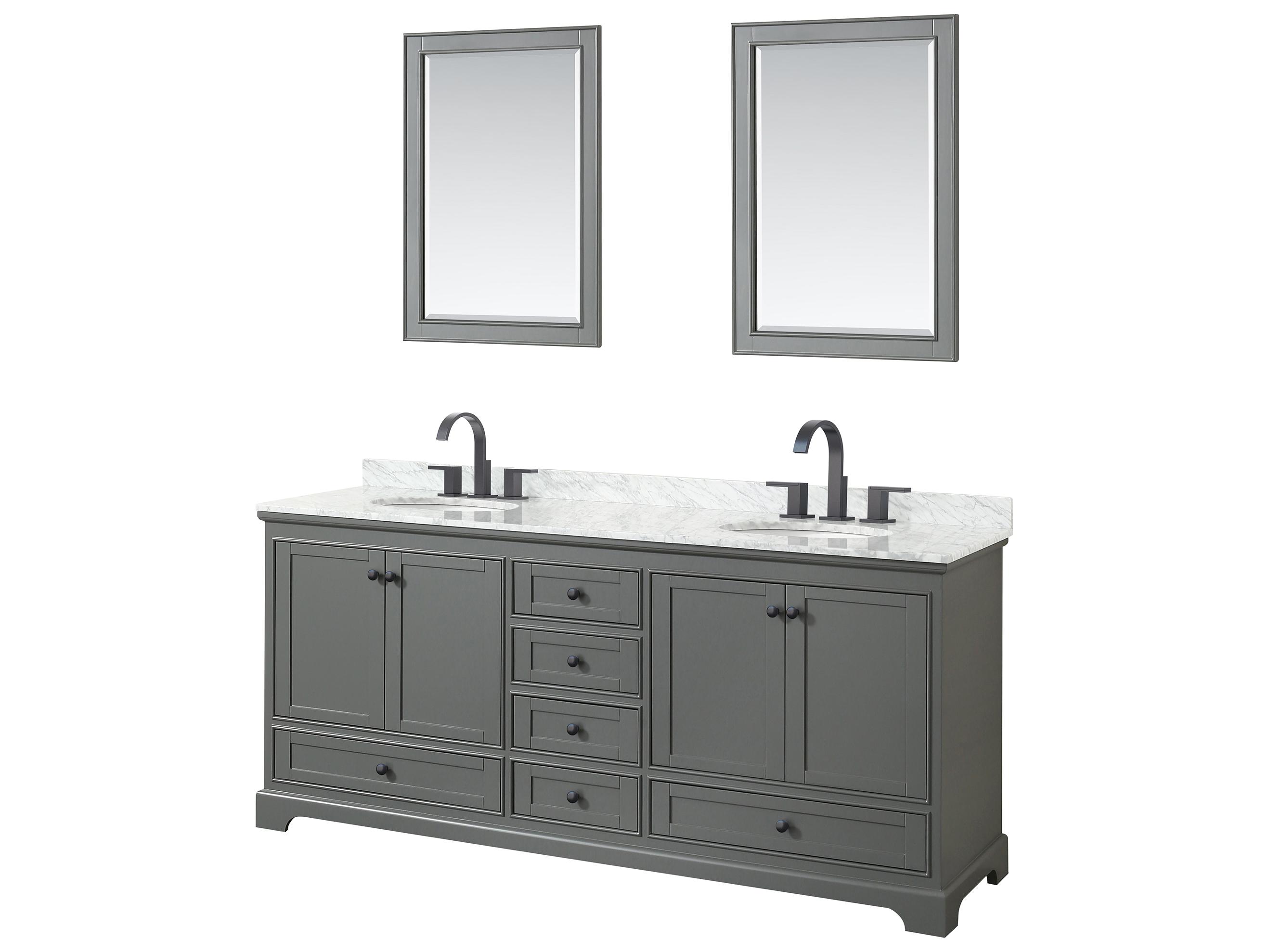 Wyndham Collection Deborah 80" Dark Gray Vanity with 24" Mirror