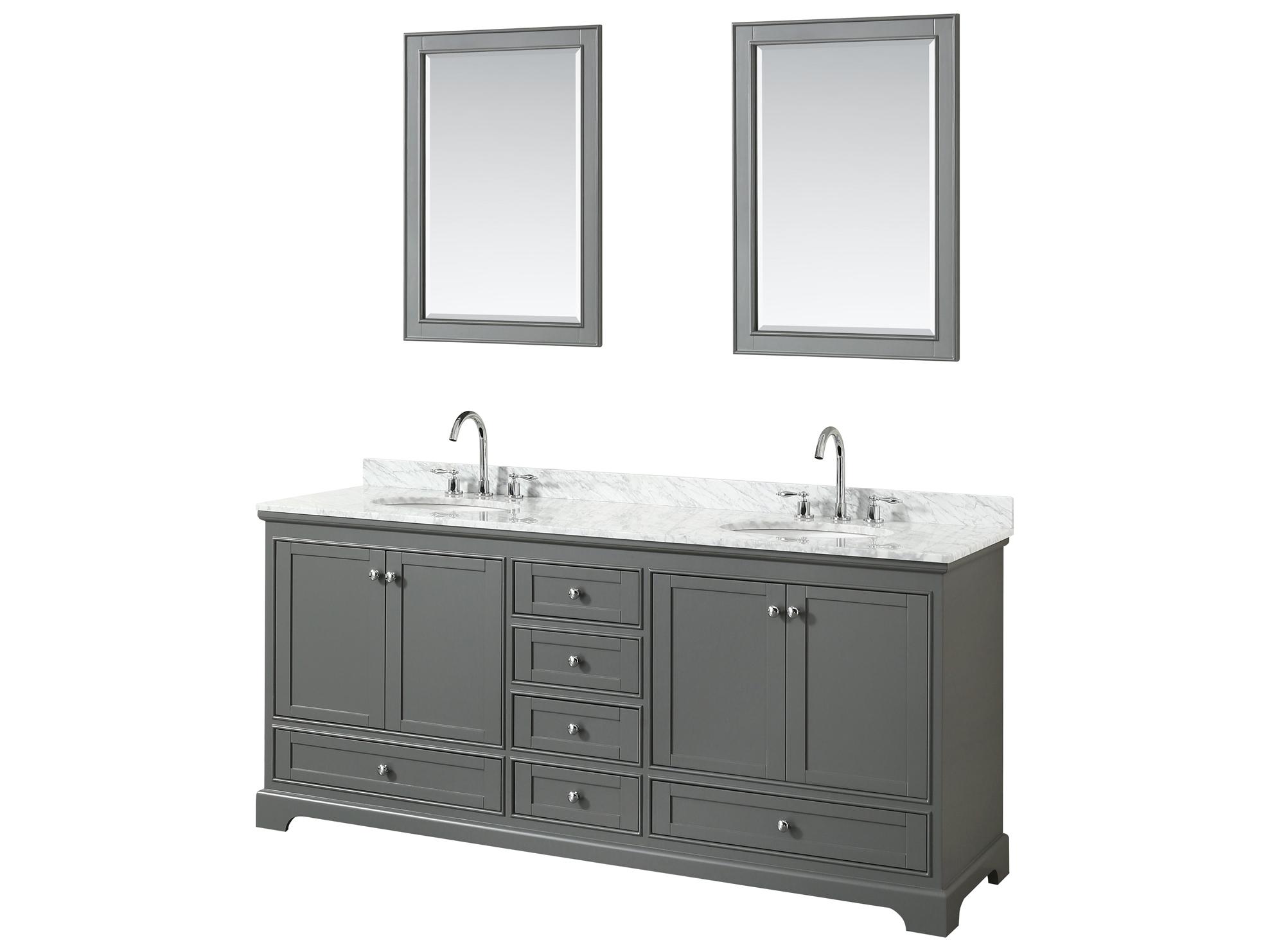 Wyndham Collection Deborah 80" Dark Gray Vanity with 24" Mirror