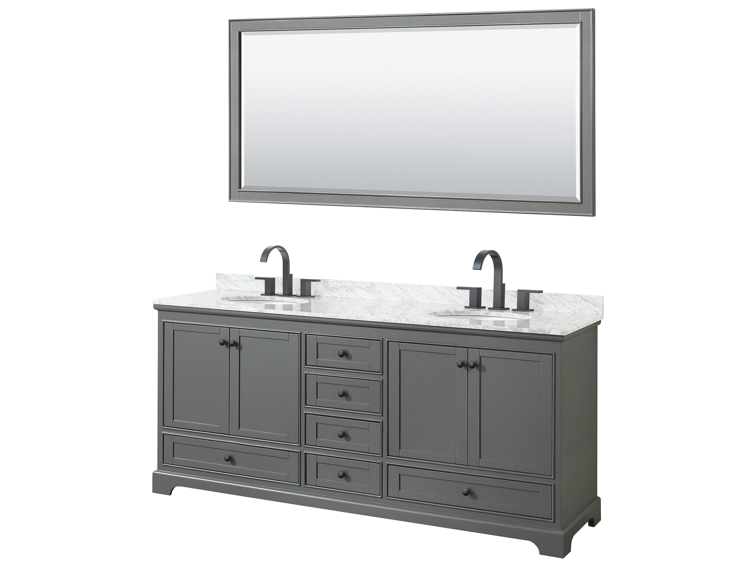 Wyndham Collection Deborah 80" Dark Gray Vanity with 70" Mirror