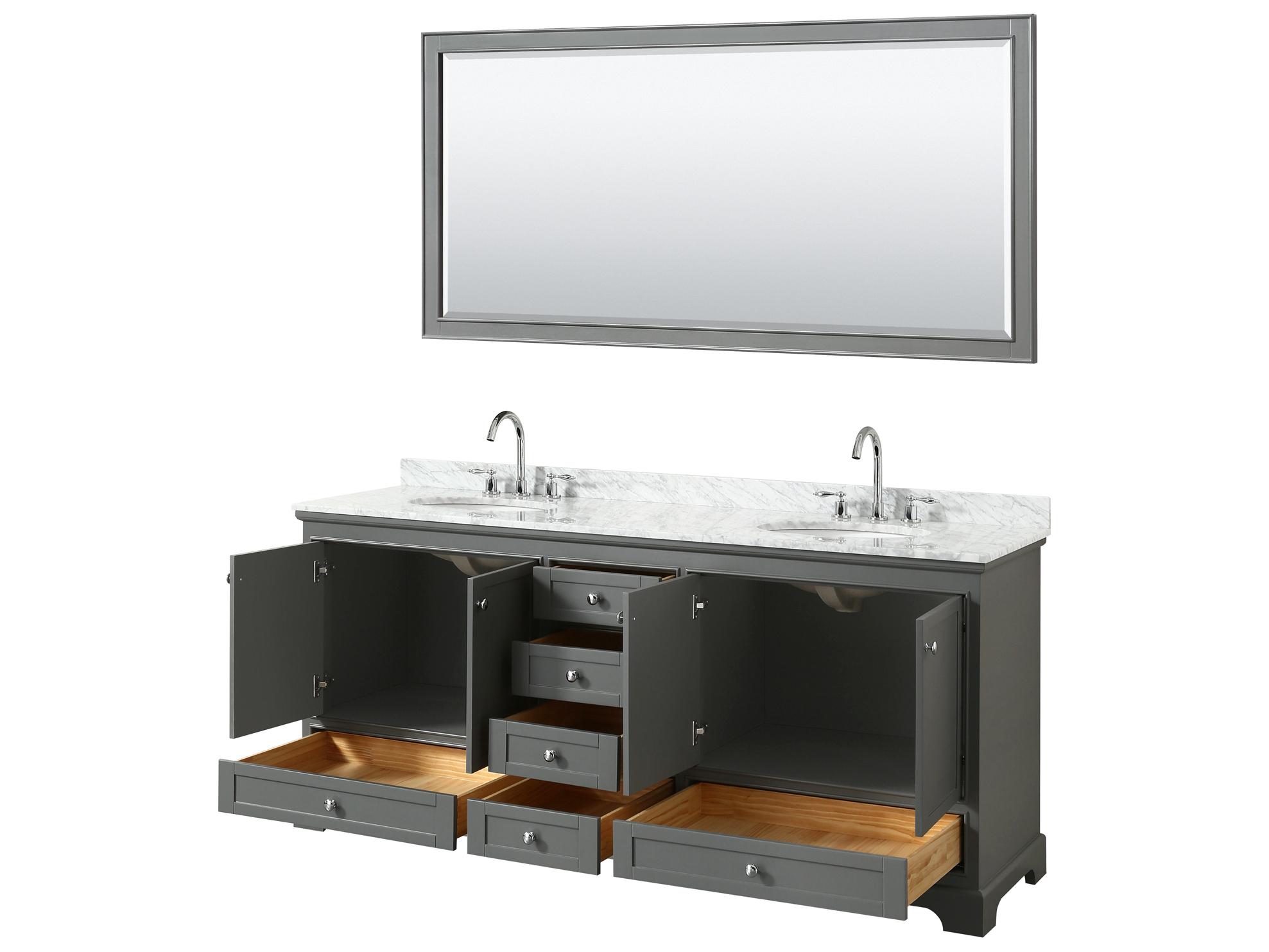 Wyndham Collection Deborah 80" Dark Gray Vanity with 70" Mirror