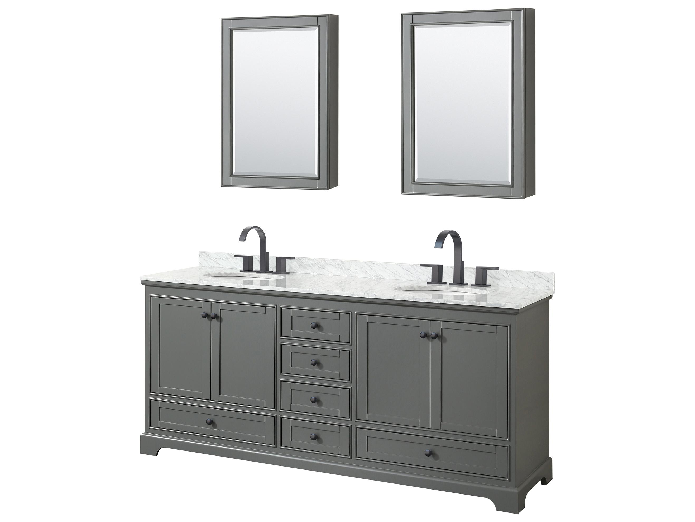 Wyndham Collection Deborah 80" Dark Gray Vanity with Medicine Cabinet