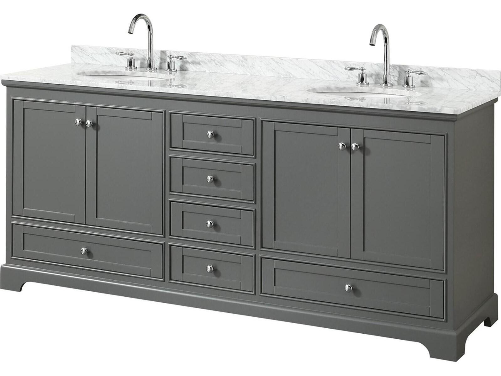 Wyndham Collection Deborah 80" Dark Gray Vanity
