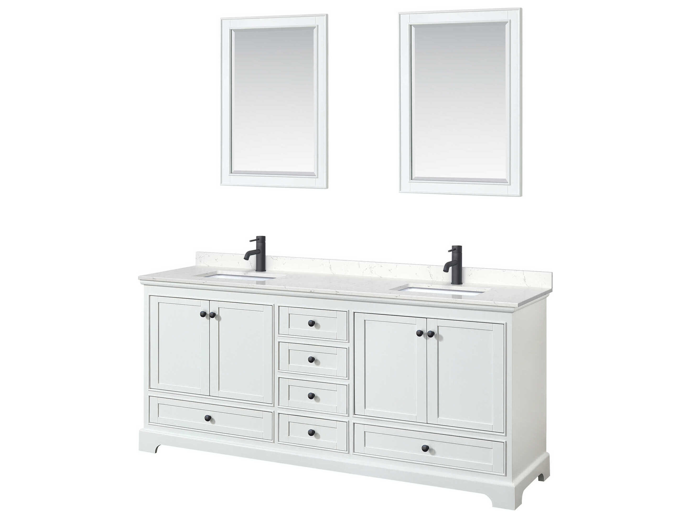 Wyndham Collection Deborah 80" White Vanity with 24" Mirror