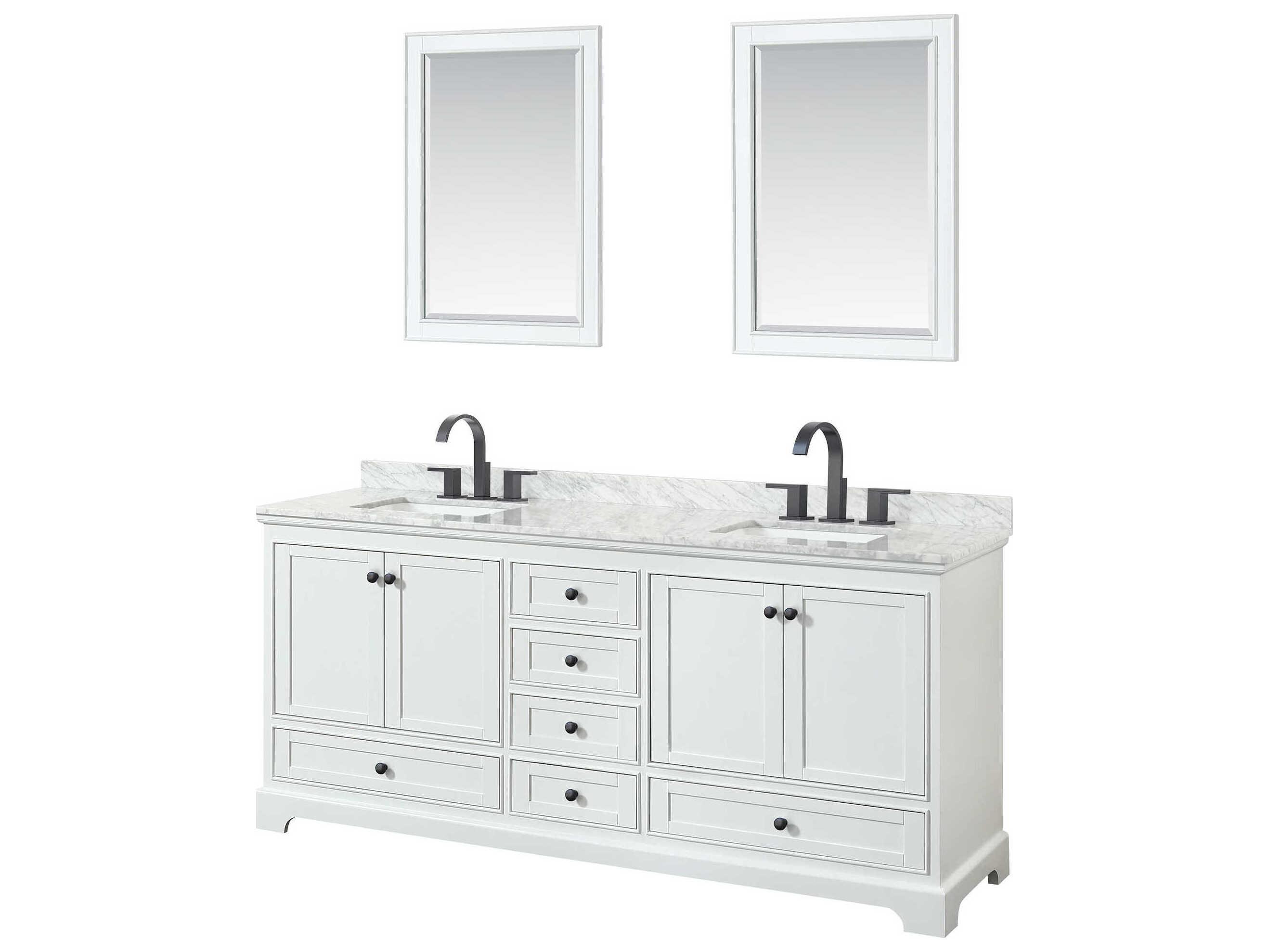 Wyndham Collection Deborah 80" White Vanity with 24" Mirror