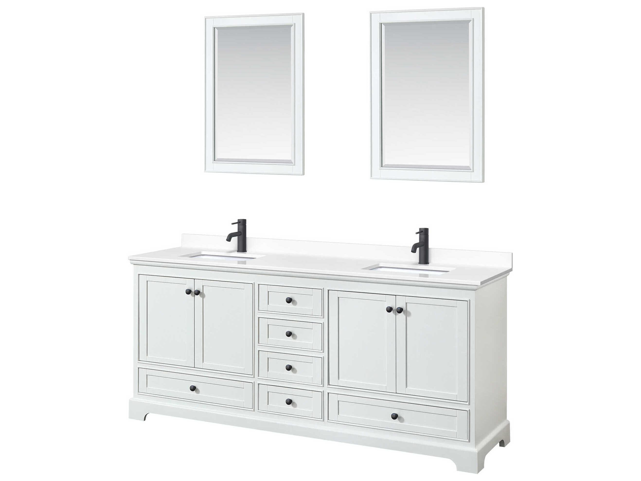 Wyndham Collection Deborah 80" White Vanity with 24" Mirror