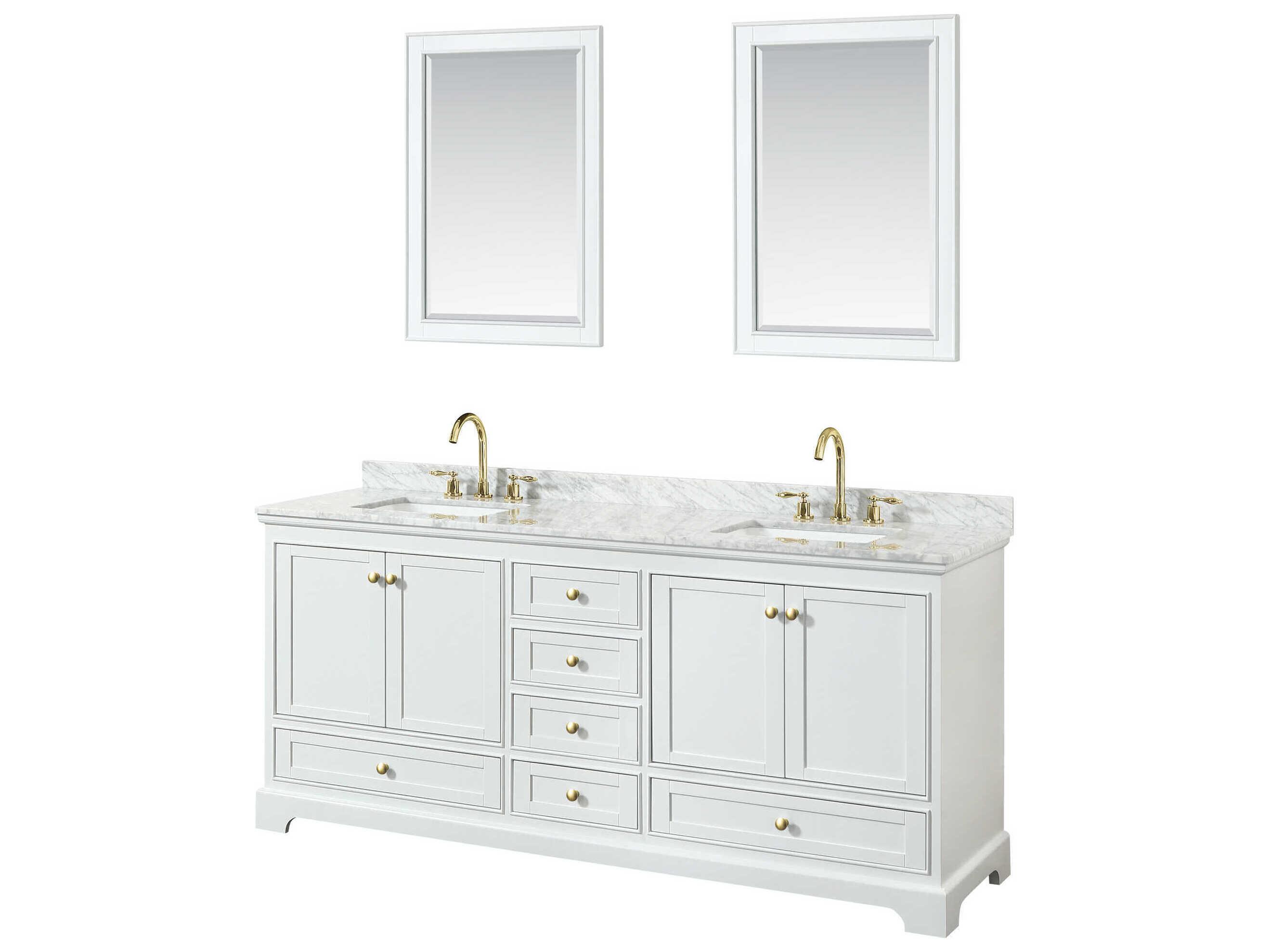 Wyndham Collection Deborah 80" White Vanity with 24" Mirror