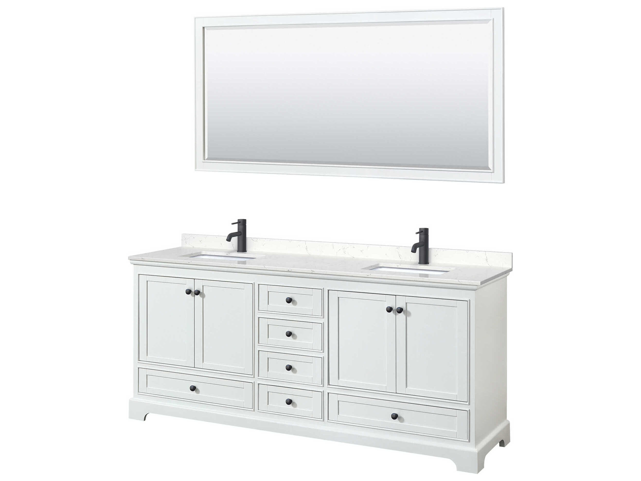 Wyndham Collection Deborah 80" White Vanity with 70" Mirror