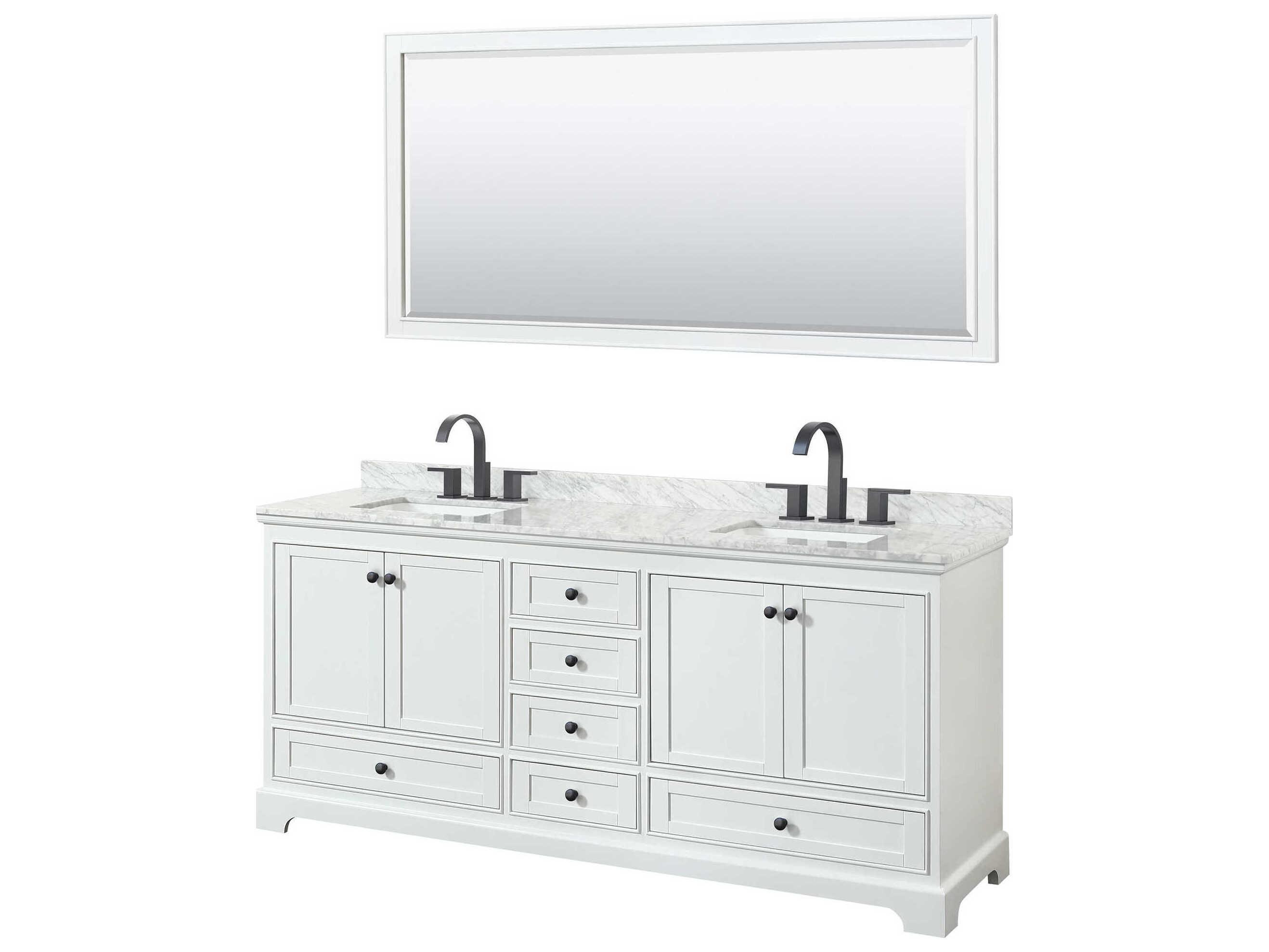 Wyndham Collection Deborah 80" White Vanity with 70" Mirror