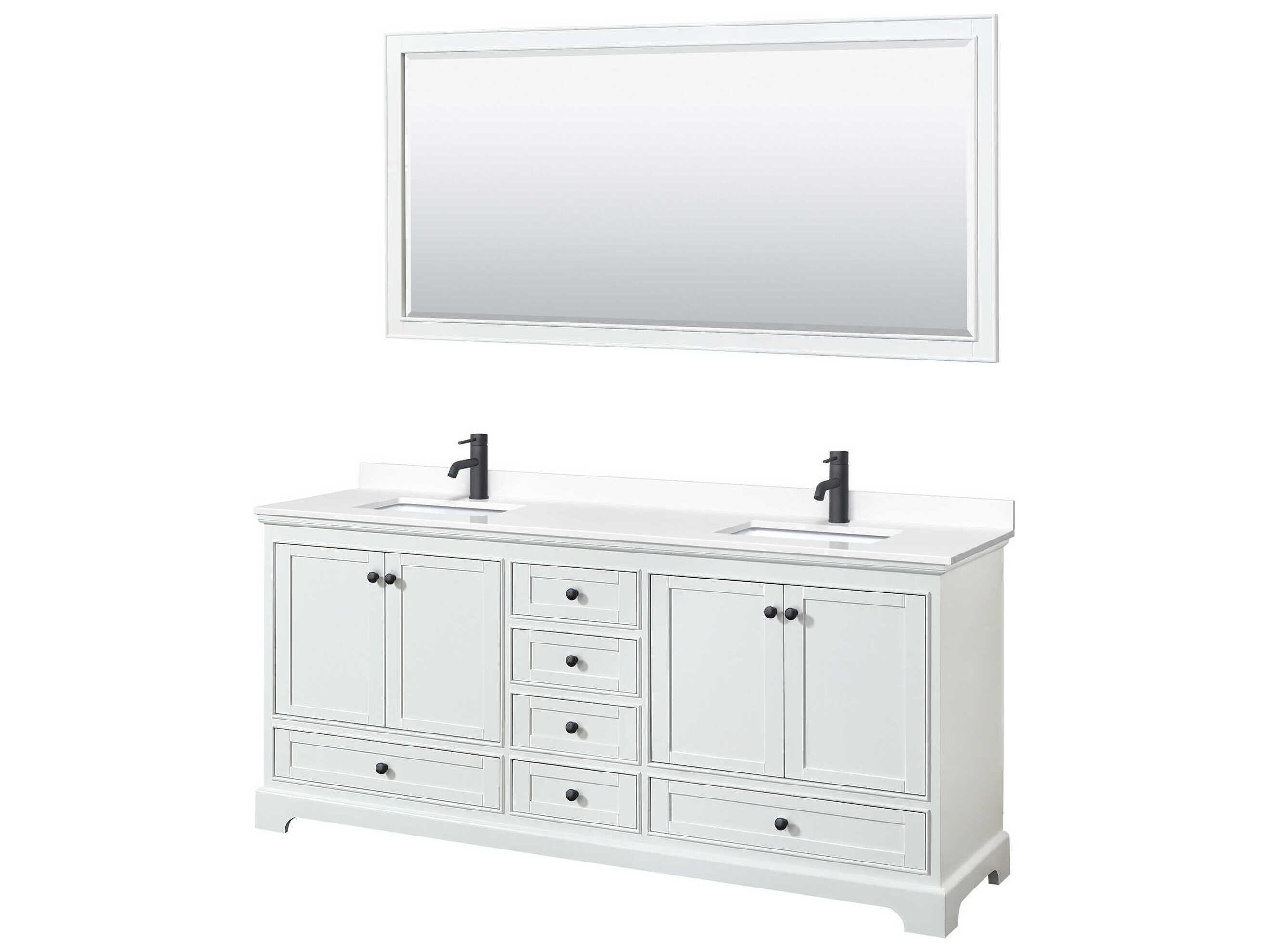 Wyndham Collection Deborah 80" White Vanity with 70" Mirror