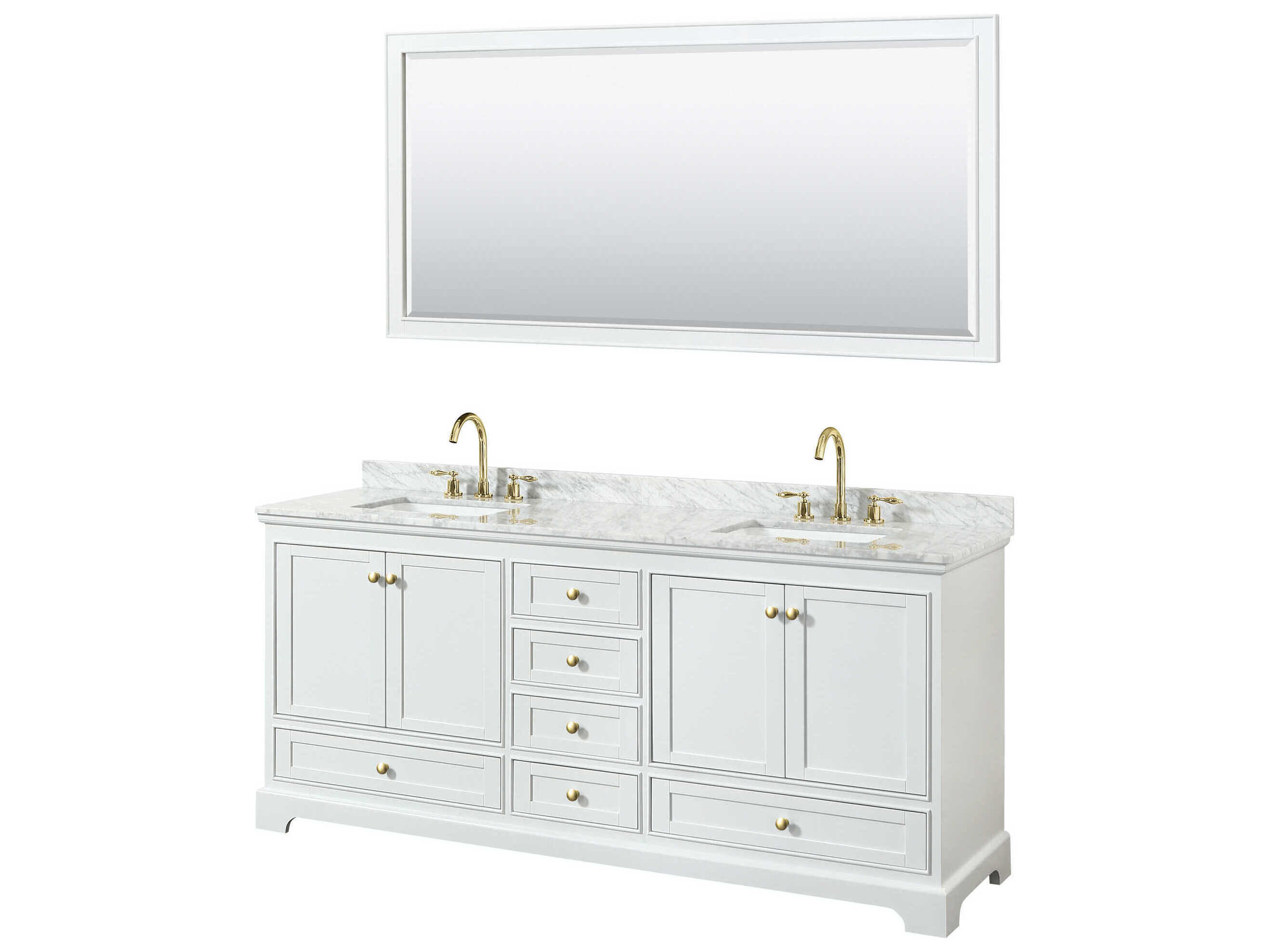Wyndham Collection Deborah 80" White Vanity with 70" Mirror