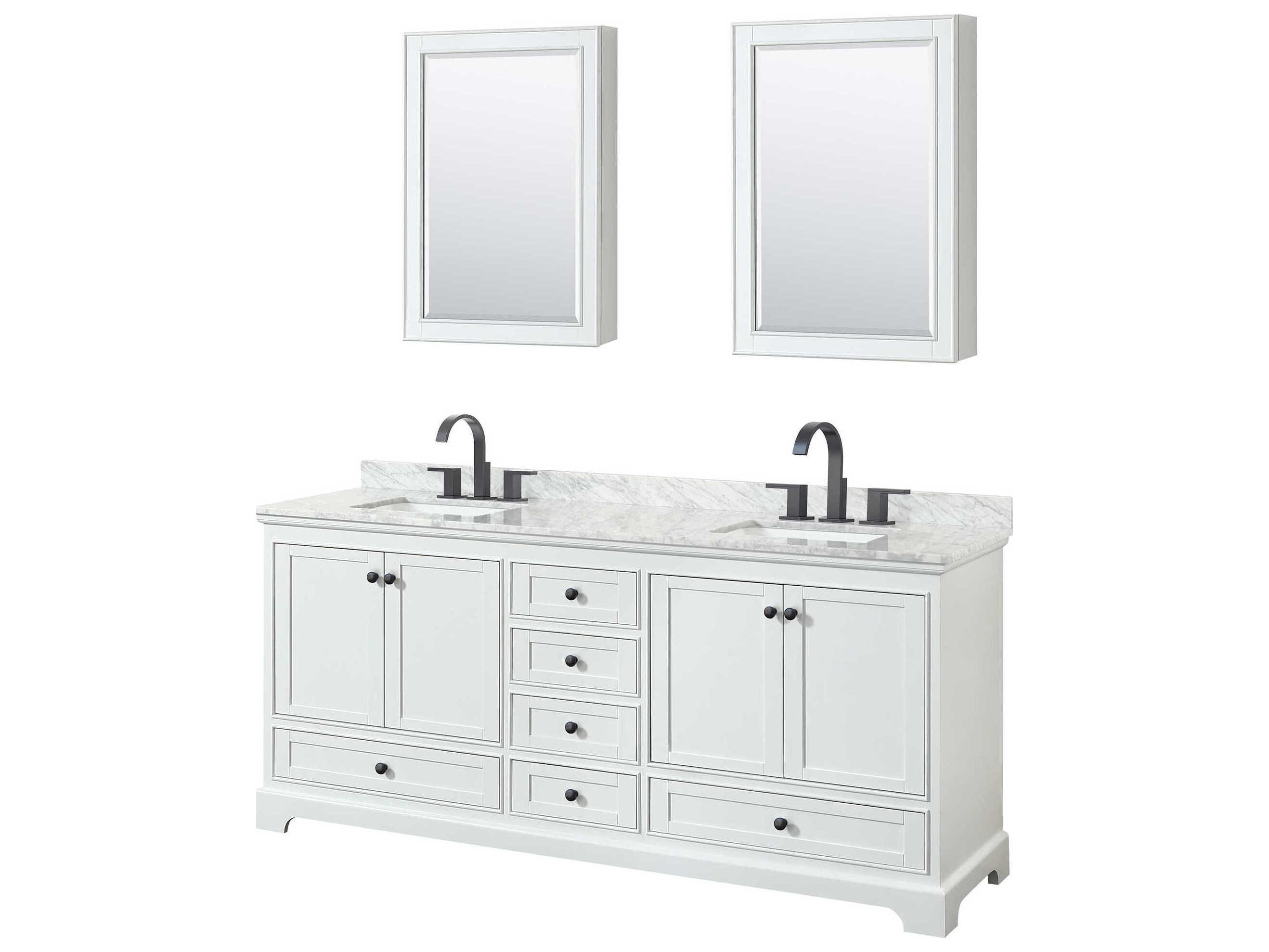 Wyndham Collection Deborah 80" White Vanity with Medicine Cabinet