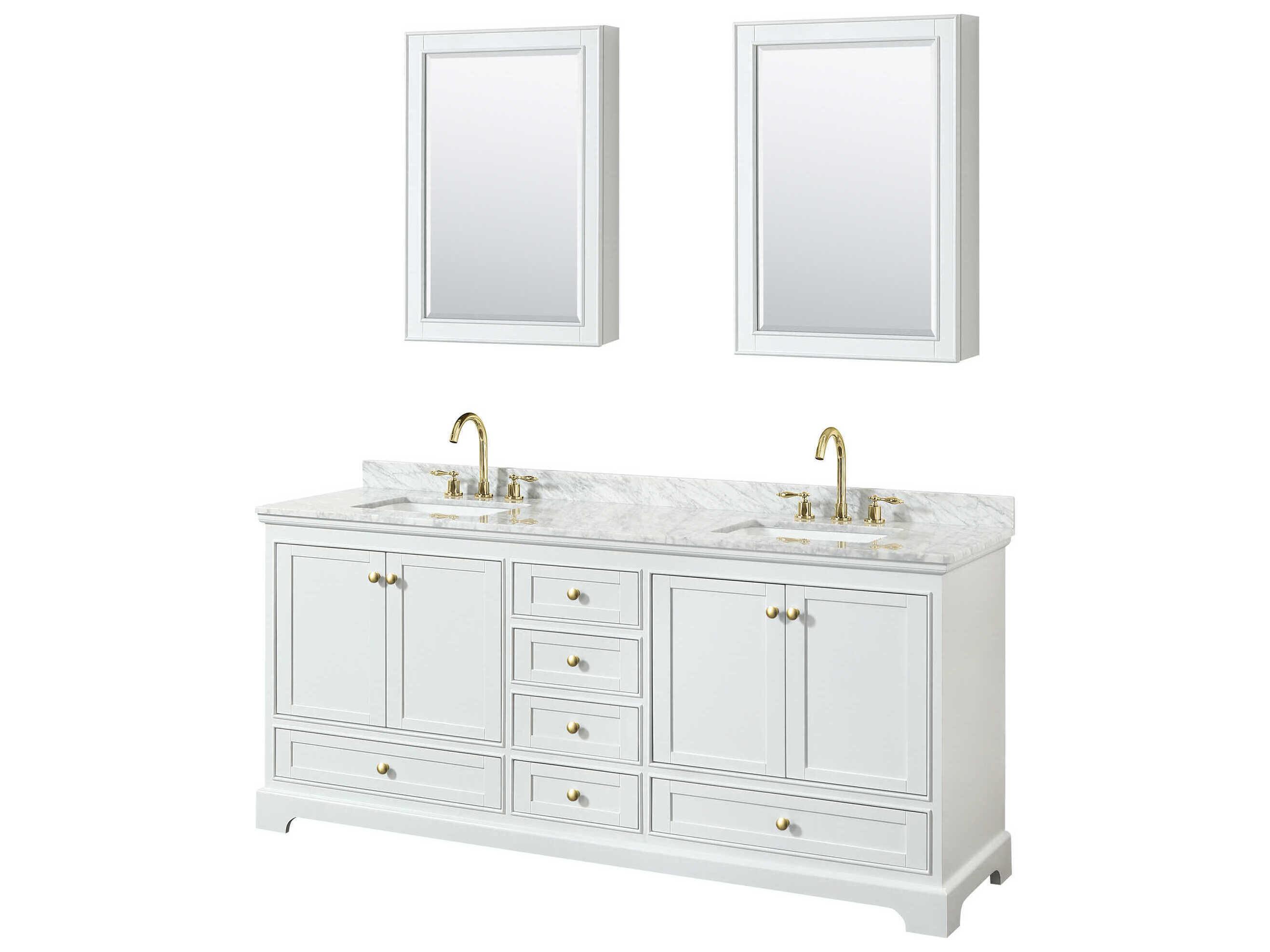 Wyndham Collection Deborah 80" White Vanity with Medicine Cabinet